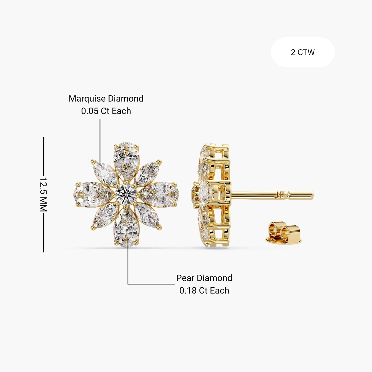 14K yellow gold floral cluster earrings, diamond flower earrings, petal diamond earrings, marquise floral studs, pear cluster earrings, diamond blossom studs, statement diamond studs, luxury diamond studs, bridal flower earrings, wedding stud earrings, elegant diamond studs, fine jewelry studs, sparkly diamond studs, modern floral earrings, designer diamond studs, bold diamond earrings, nature inspired earrings, premium diamond studs, high sparkle earrings, timeless diamond studs