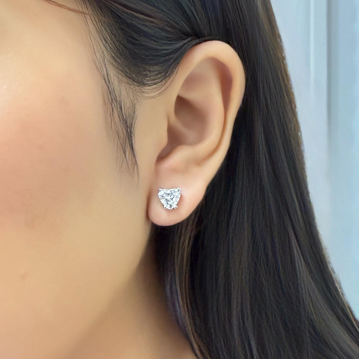 0.50 - 2 ctw Heart Cut Stud Earrings / Real 14K Solid Gold / Push Back Lab Grown Diamond / 4 Prong Heart Shaped Earrings
