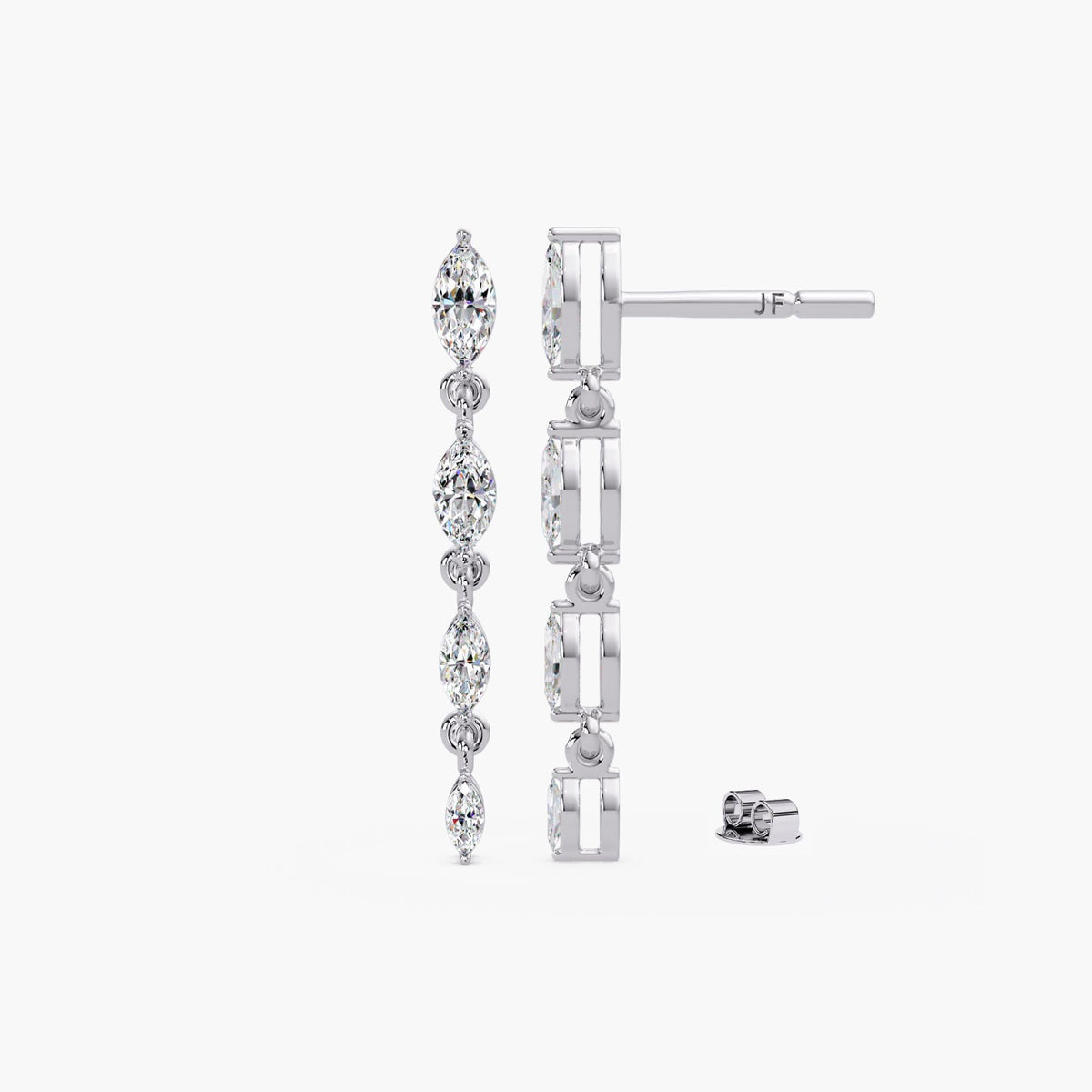 14K White Gold Drop earrings marquise / Lab grown diamond long earrings / Diamond dangle earrings simple / Gold dangly earrings with diamond / Cascading diamond earrings / Marquise earrings for bridal / Bridal earrings gold simple / Wedding earrings marquise / Tassel diamond earrings / Diamond danglers / Earrings for bride / Womens diamond earrings / Formal wear earrings / Bride minimal earrings / Sparkle wedding earrings / Diamond gift earrings