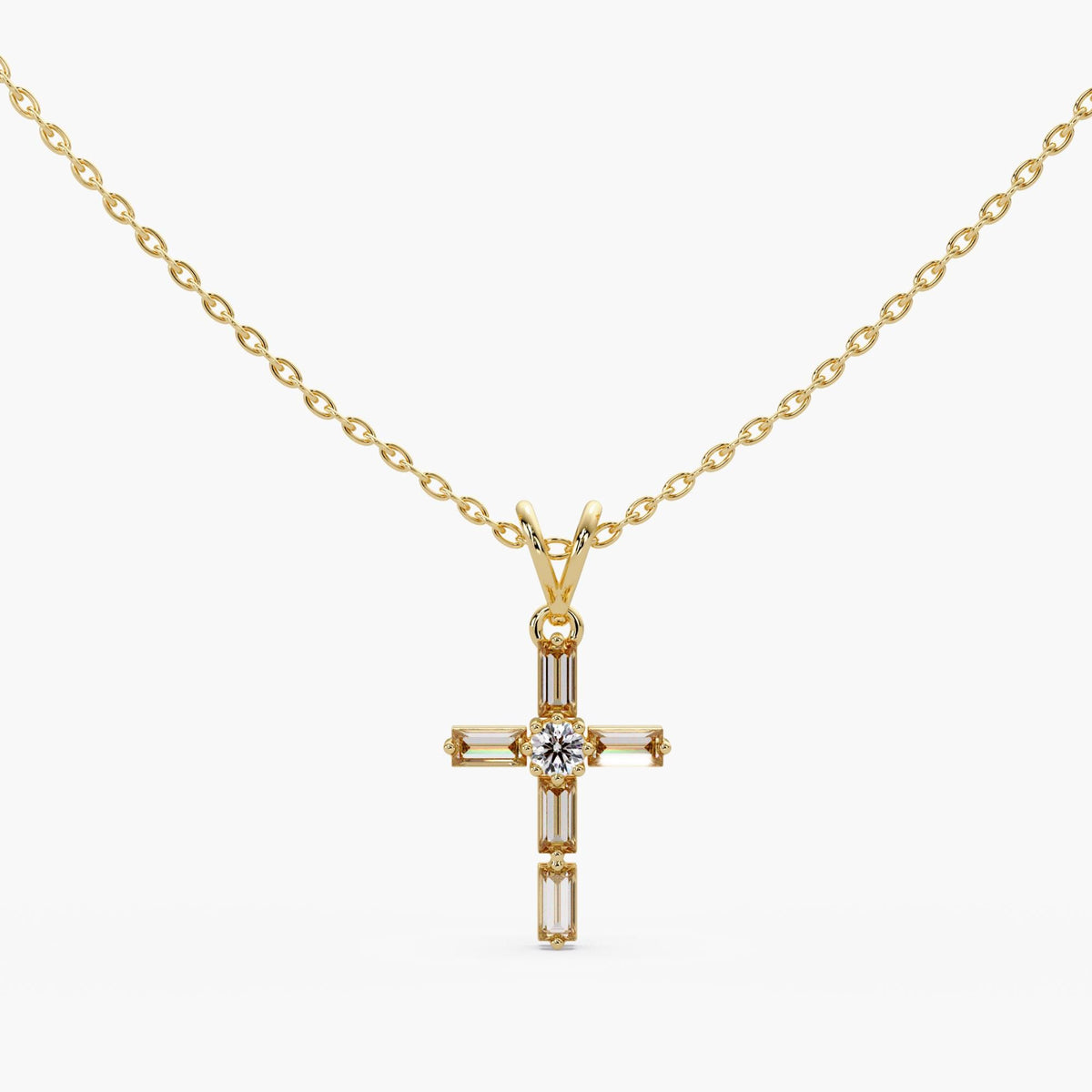 diamond cross necklace 14k gold, baguette diamond cross pendant, lab grown diamond cross necklace, dainty cross necklace
