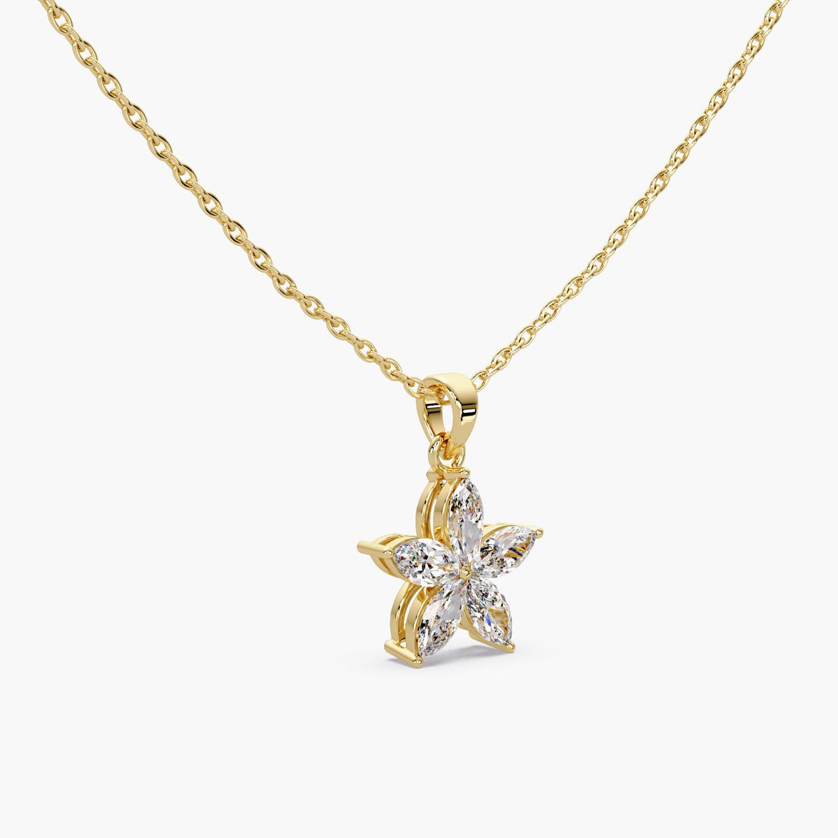 diamond flower necklace / marquise diamond flower necklace / 14k gold diamond flower necklace / lab diamond flower pendant / marquise lab diamond necklace / floral diamond necklace gold / dainty diamond flower pendant / cluster diamond flower necklace