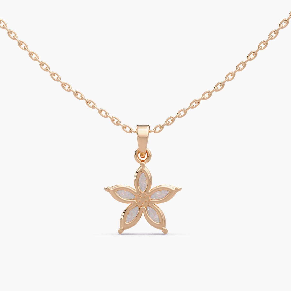 14K Gold Diamond Flower Necklace, 1 CTW Marquise Lab Diamond Cluster Pendant, Floral Necklace