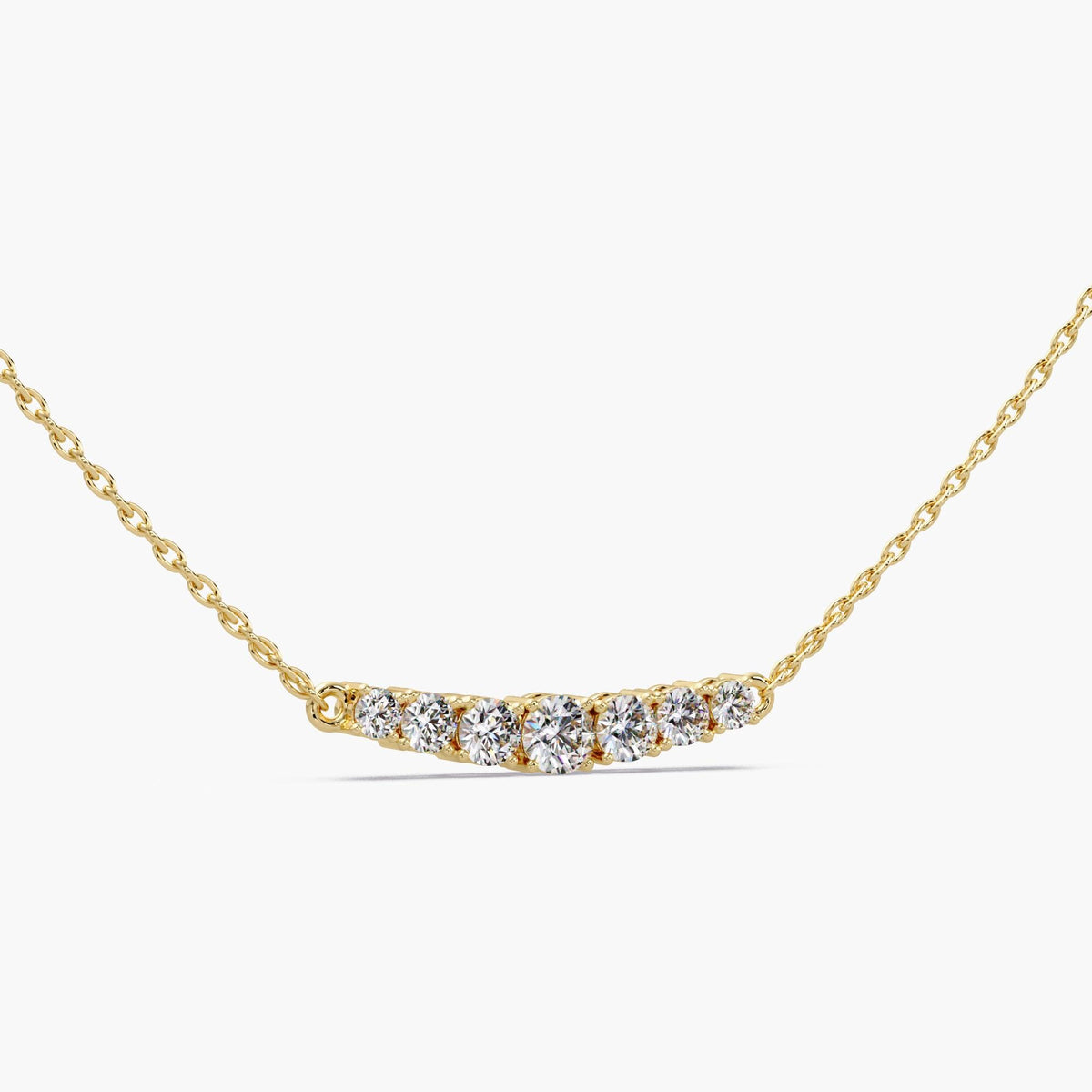 14k gold diamond bar necklace / round lab diamond bar necklace / curved diamond bar necklace solid gold / dainty diamond bar layering necklace