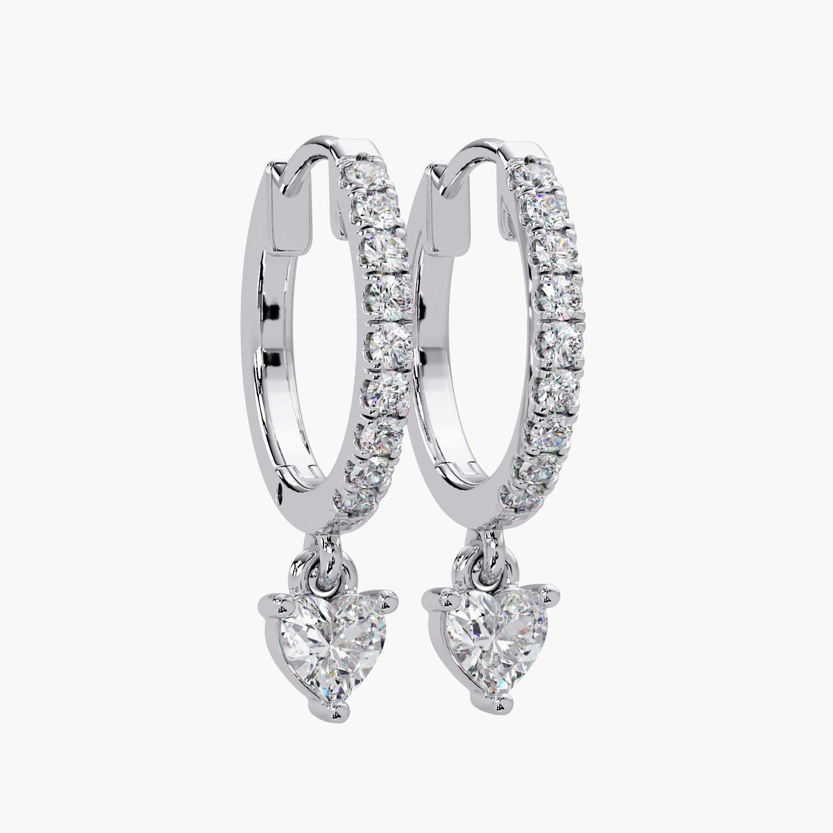cartilage heart huggie earrings gold / pave heart diamond hoop earrings / hinged gold heart huggie earrings / minimal heart diamond hoops everyday wear