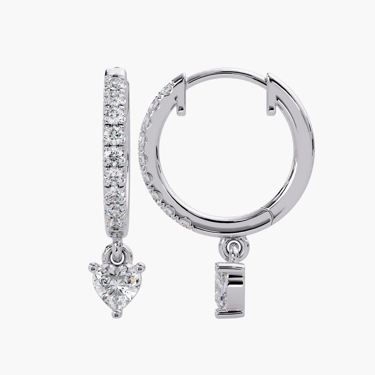 cartilage heart huggie earrings gold / pave heart diamond hoop earrings / hinged gold heart huggie earrings / minimal heart diamond hoops everyday wear