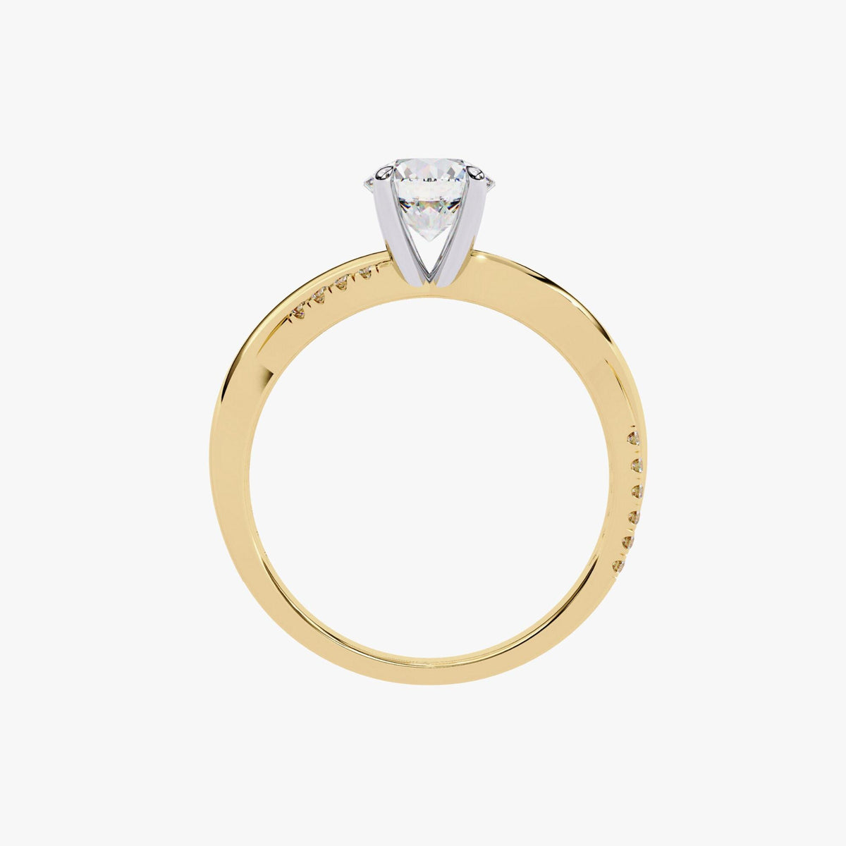 A gold engagement ring with a large diamond set in the center.