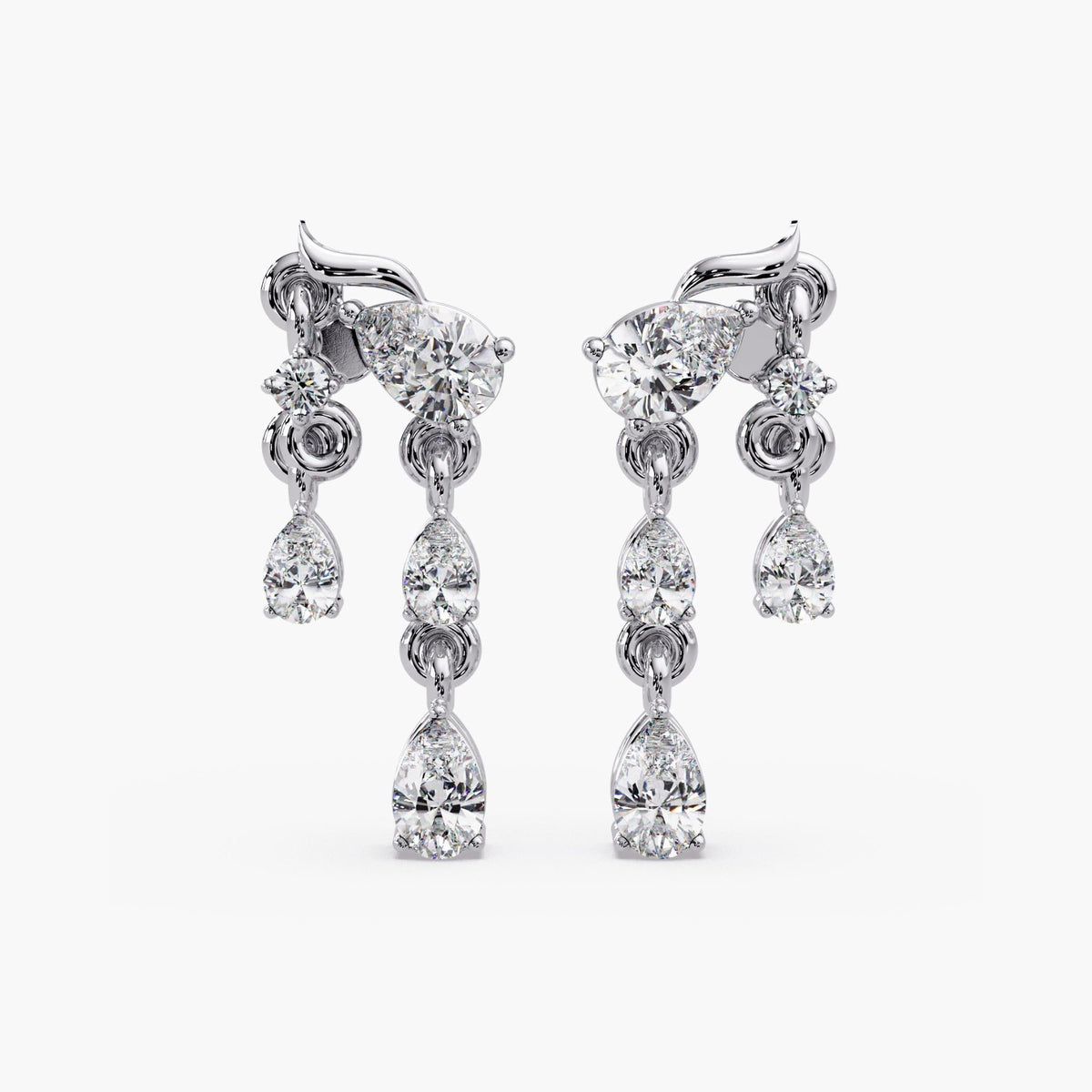 Elegant 14K gold lab grown diamond dangle earrings, pear cut chandelier style bridal earrings with 0.6 ctw diamonds