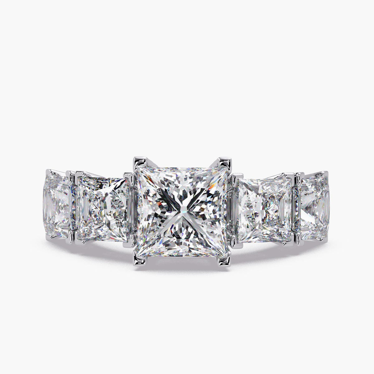 14k white gold princess cut lab diamond band / 5 stone diamond ring lab grown / diamond wedding band 5 stone / princess cut wedding band / square diamond band / lab grown diamond wedding band