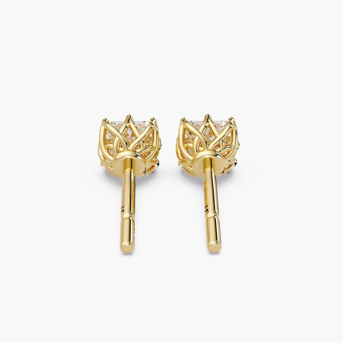 diamond stud earrings push back closure / lab diamond studs back view / 14k gold stud earrings post and back / secure diamond studs