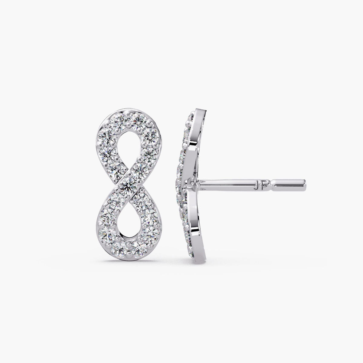 0.50CTW Lab Diamond Infinity Stud Earrings, 14K Gold Pave Love Earrings