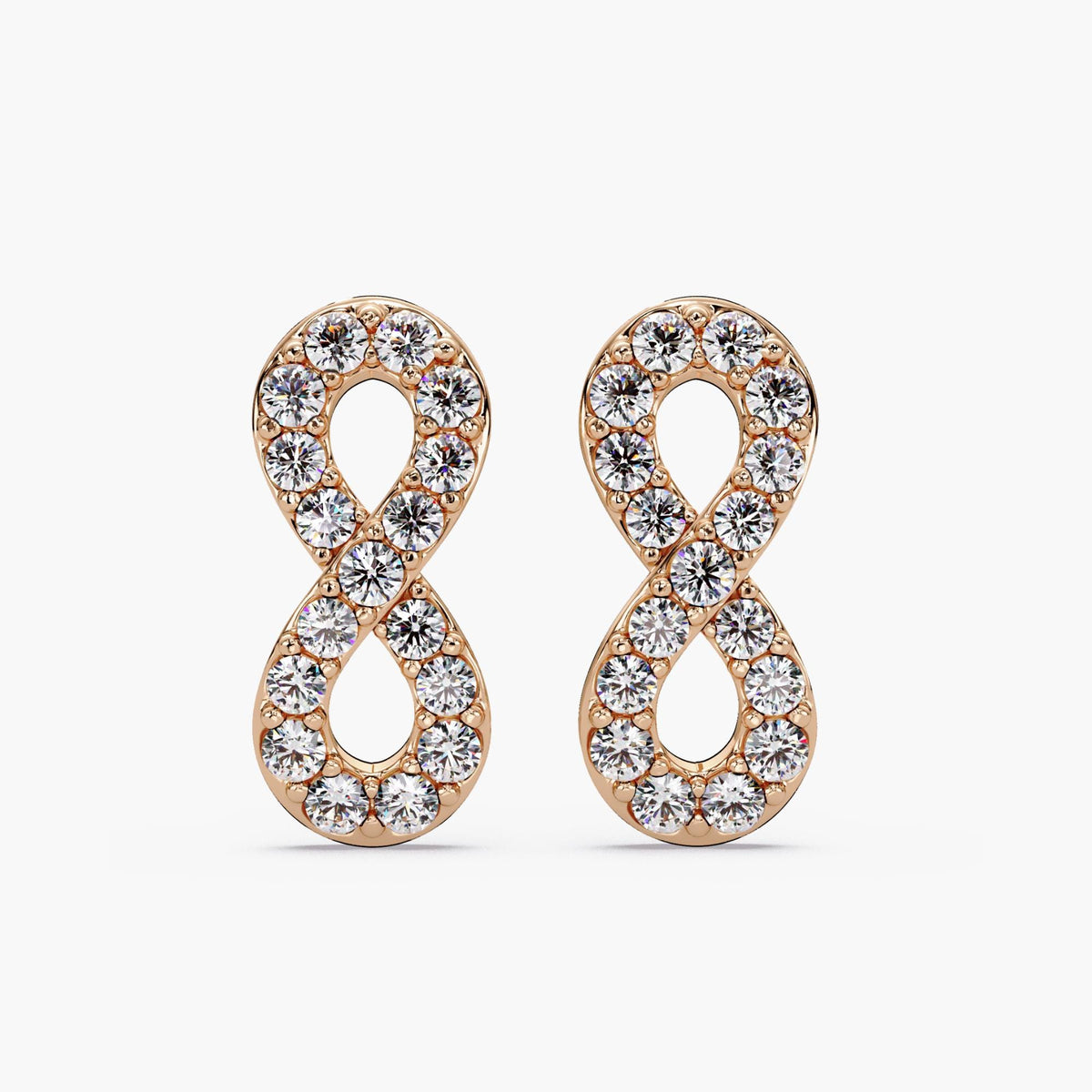 0.50CTW Lab Diamond Infinity Stud Earrings, 14K Gold Pave Love Earrings