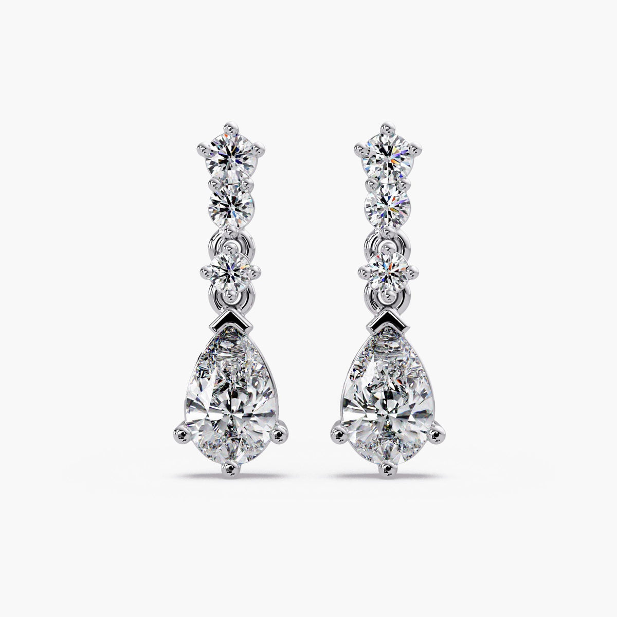 14k white gold lab diamond earrings / pear and round diamond earrings / diamond drop stud earrings / elegant diamond dangle earrings / bridal diamond earrings / fine jewelry earrings