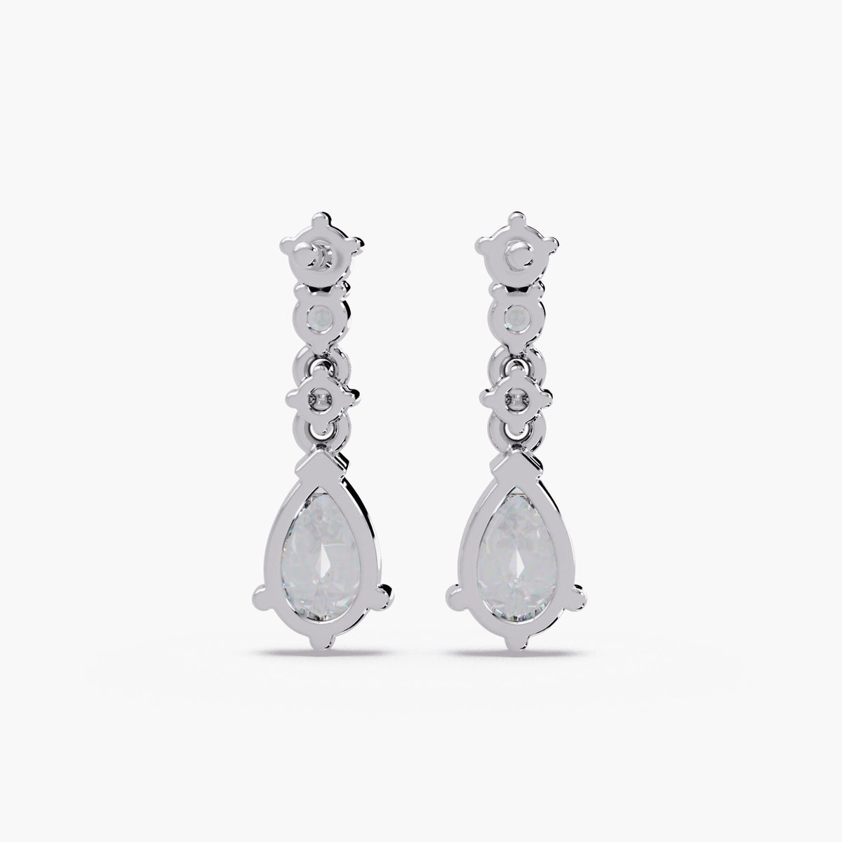 14k white gold lab diamond earrings / pear and round diamond earrings / diamond drop stud earrings / elegant diamond dangle earrings / bridal diamond earrings / fine jewelry earrings
