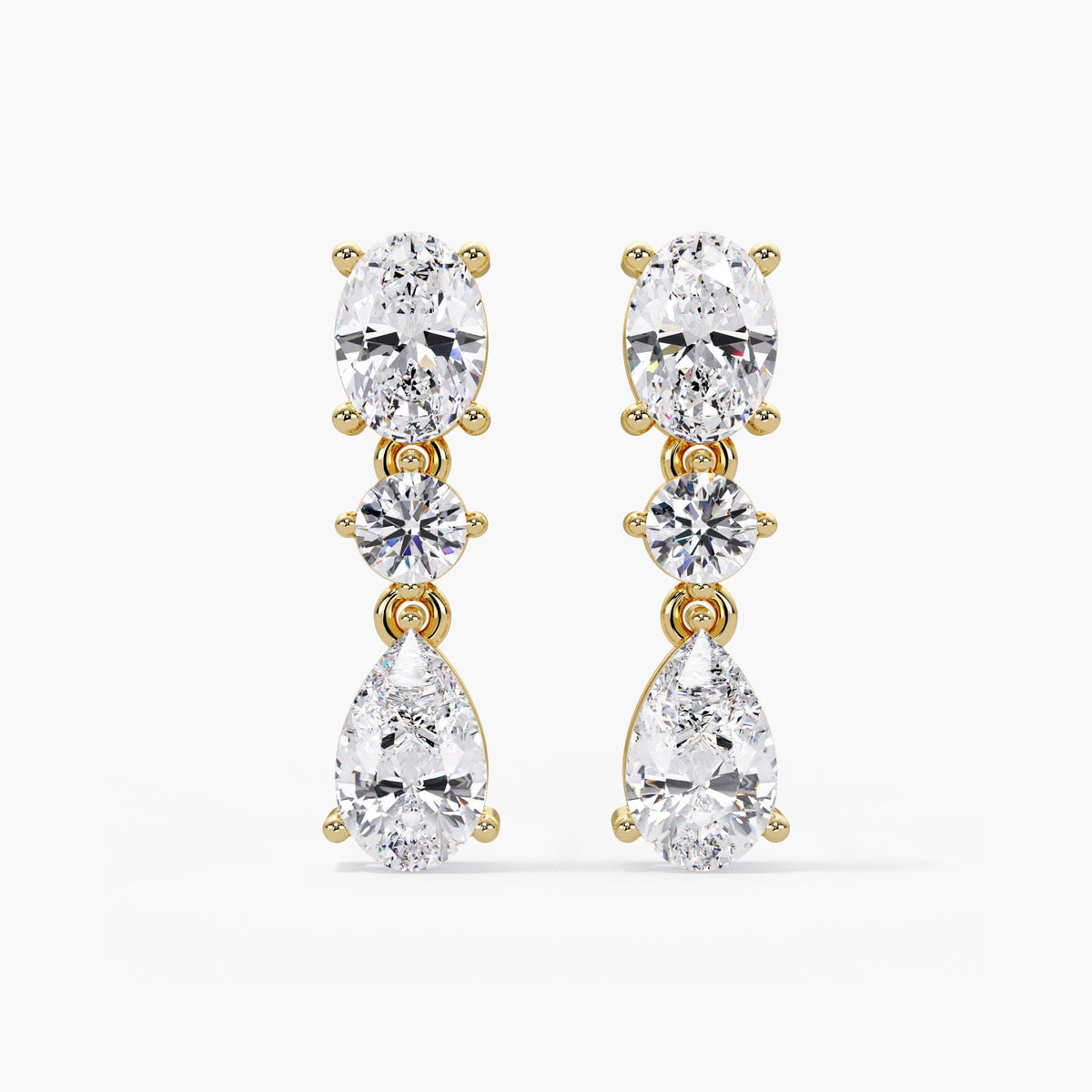 14K yellow gold lab diamond pear drop earrings with soft teardrop shape