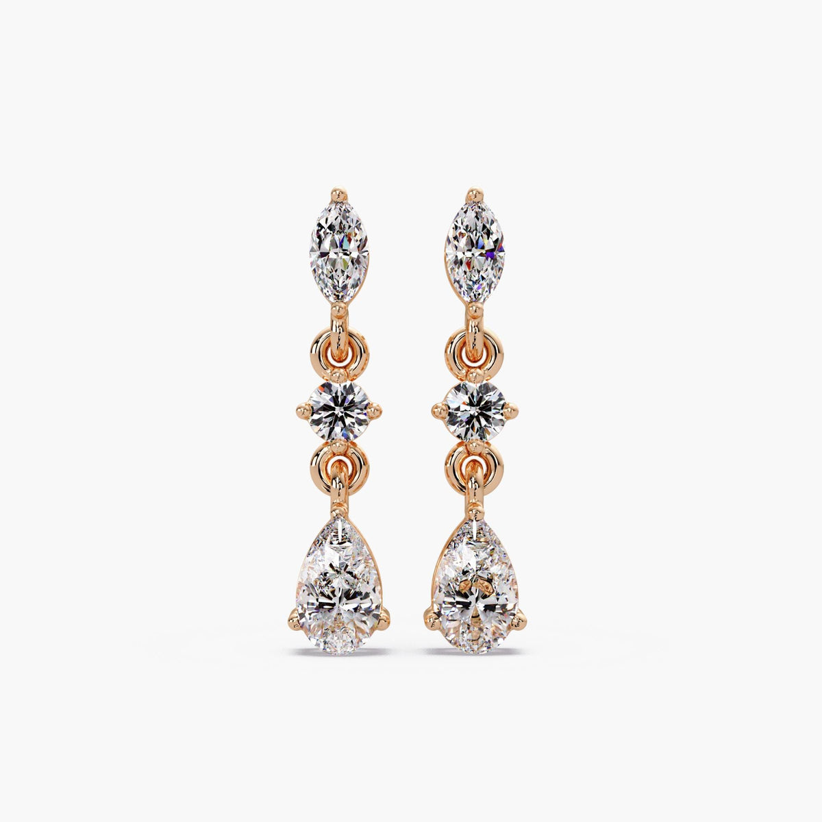 lab diamond drop earrings / 14k gold diamond drop earrings / dainty diamond drop earrings / diamond line drop earrings / mixed shape diamond earrings / marquise pear diamond earrings / vertical diamond earrings / delicate diamond drop earrings / second piercing drop earrings / bridal diamond drop earrings / everyday diamond earrings