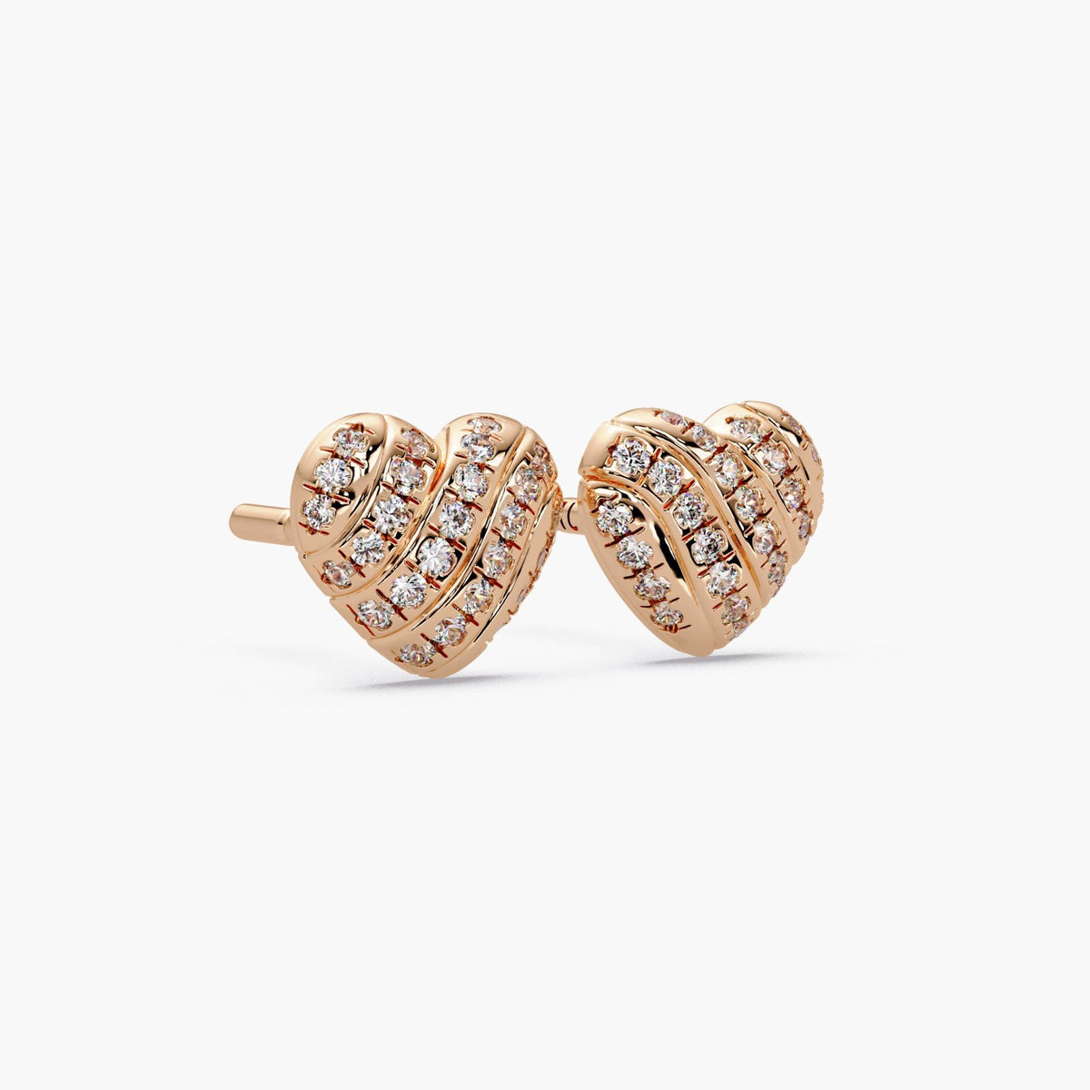 diamond heart earrings / pave diamond heart studs / 14k gold heart earrings / tiny diamond heart studs / natural diamond earrings
