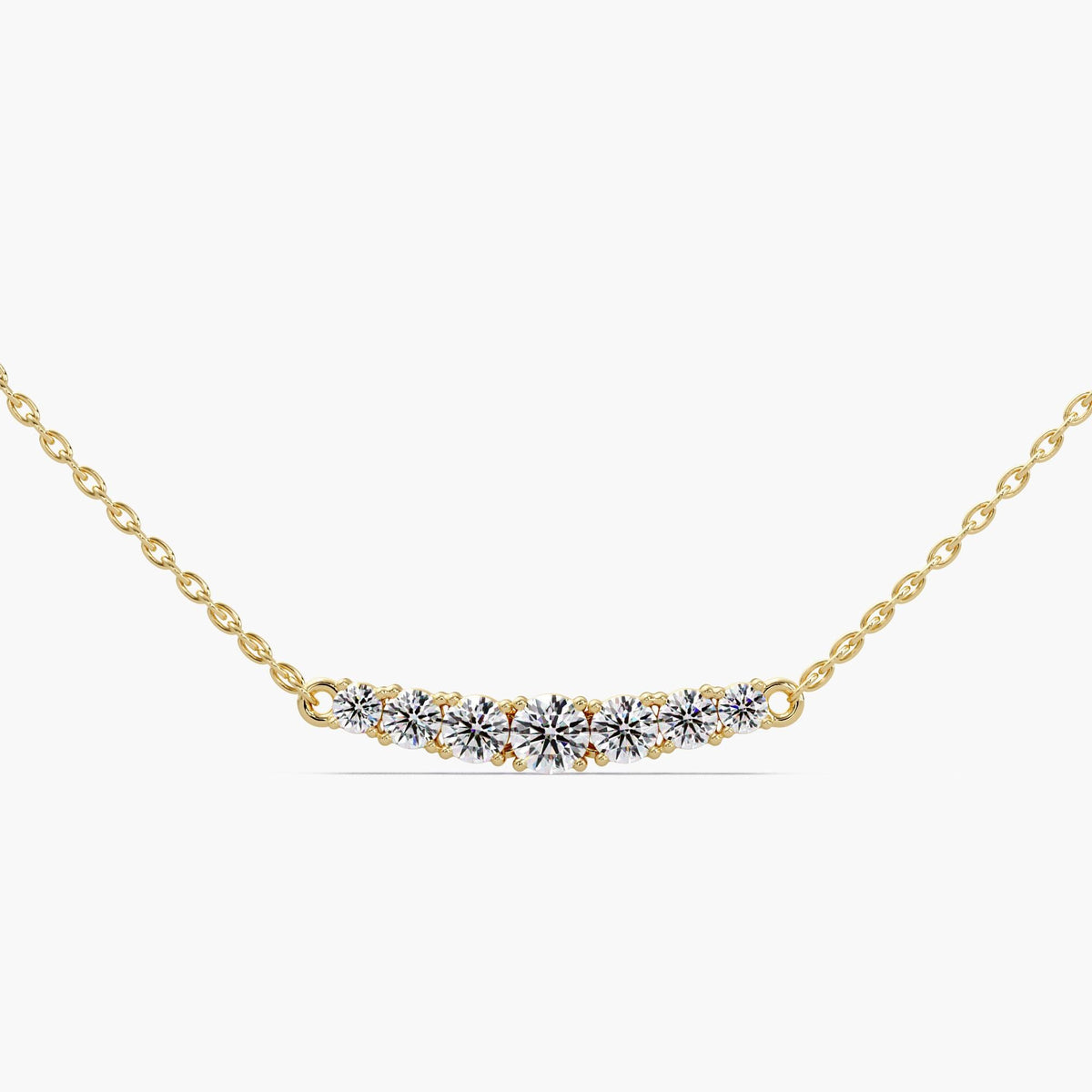 14k gold diamond bar necklace / round lab diamond bar necklace / curved diamond bar necklace solid gold / dainty diamond bar layering necklace
