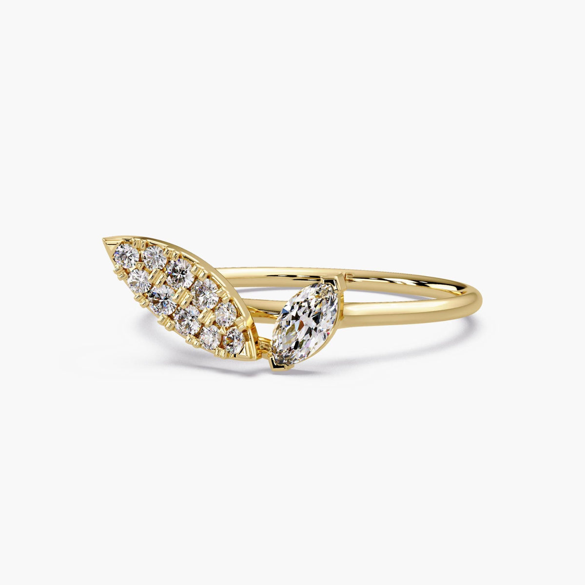 side profile diamond ring / thin gold ring / low profile diamond ring / stackable diamond ring / pavé diamond ring