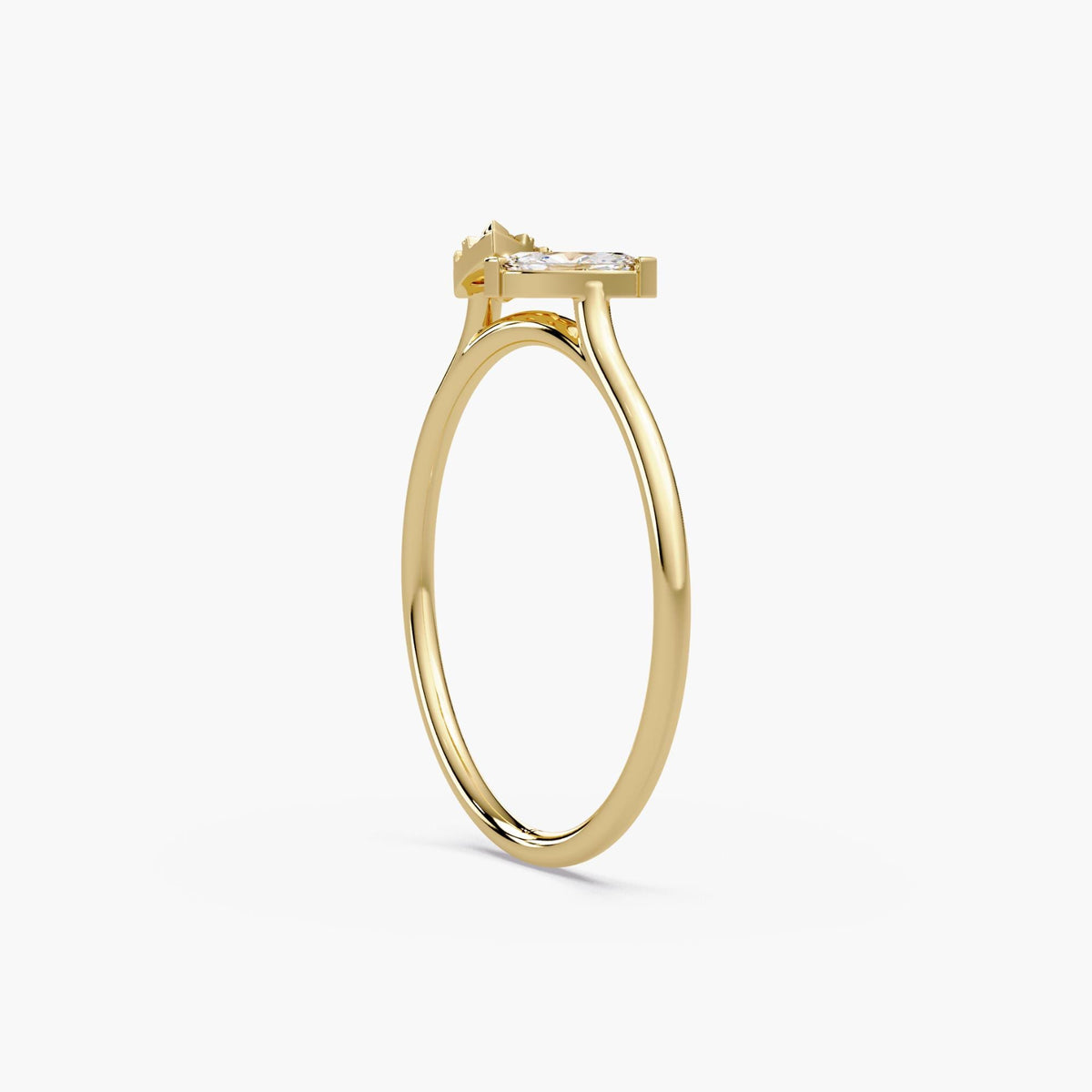 side profile diamond ring / thin gold ring / low profile diamond ring / stackable diamond ring / pavé diamond ring