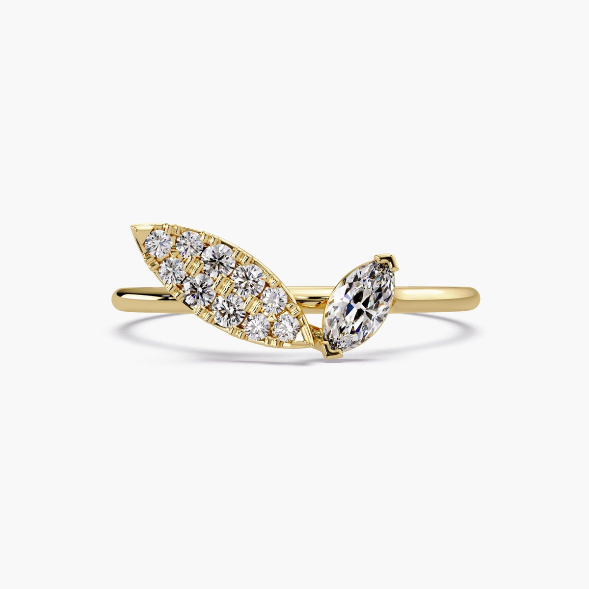 14k yellow gold marquise diamond ring / lab grown diamond ring / leaf diamond ring / dainty gold ring / minimalist stacking ring