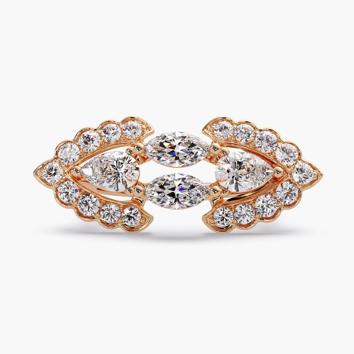 rose gold diamond cocktail ring / pear marquise cluster ring rose gold / statement diamond ring rose gold