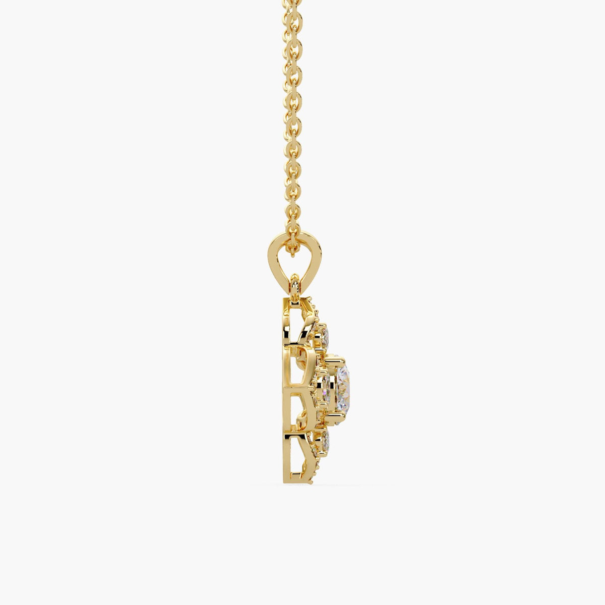 diamond flower pendant/solid gold diamond necklace/lab grown diamond pendant/bridal diamond necklace/minimal luxury necklace