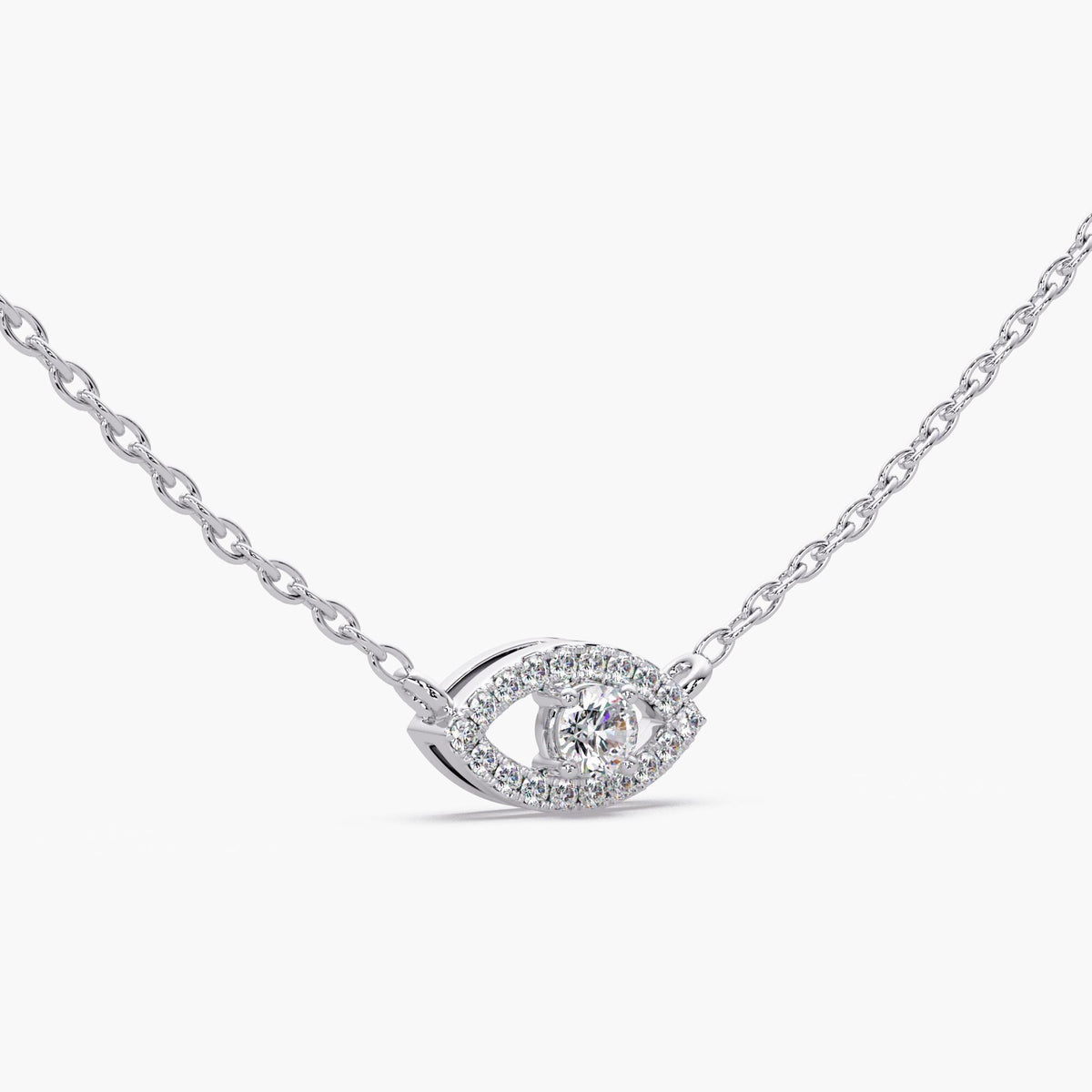 white gold diamond evil eye pendant/minimalist nazar necklace/fine jewelry eye necklace/layering diamond necklace