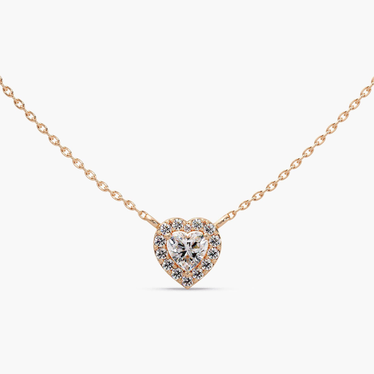 rose gold heart necklace/rose gold diamond pendant/heart diamond necklace 14k/lab diamond necklace gift/romantic jewelry