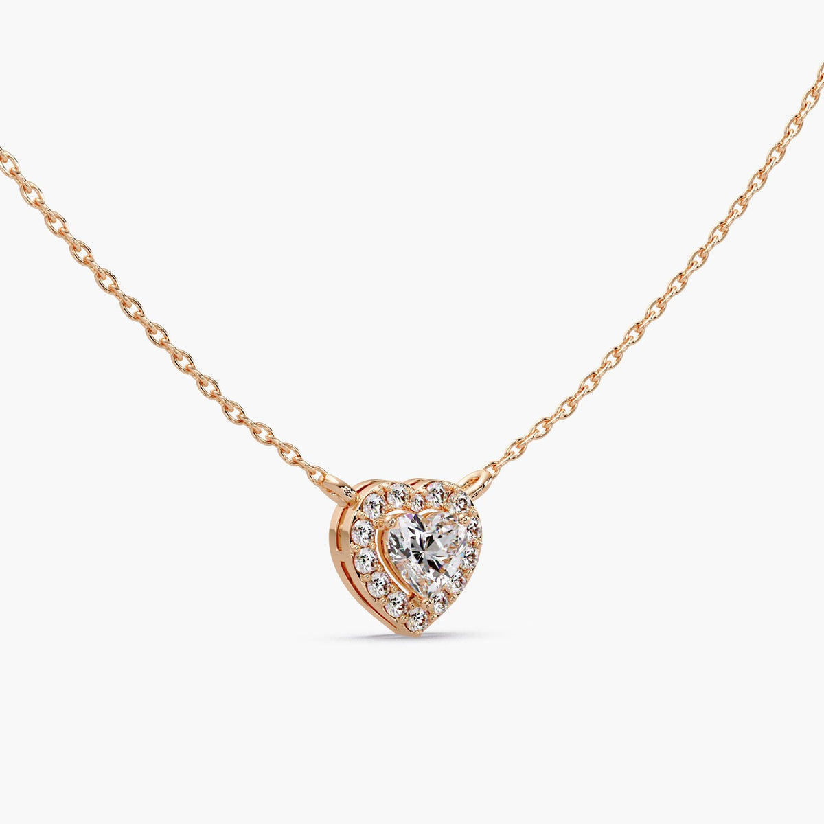rose gold heart necklace/rose gold diamond pendant/heart diamond necklace 14k/lab diamond necklace gift/romantic jewelry