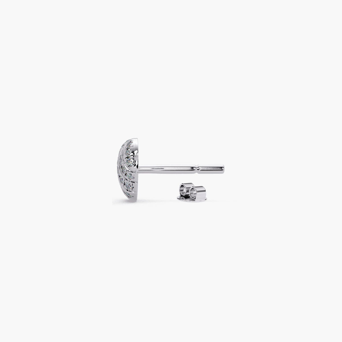 14k white gold push back diamond heart earrings / pave diamond heart studs / 14k gold heart earrings