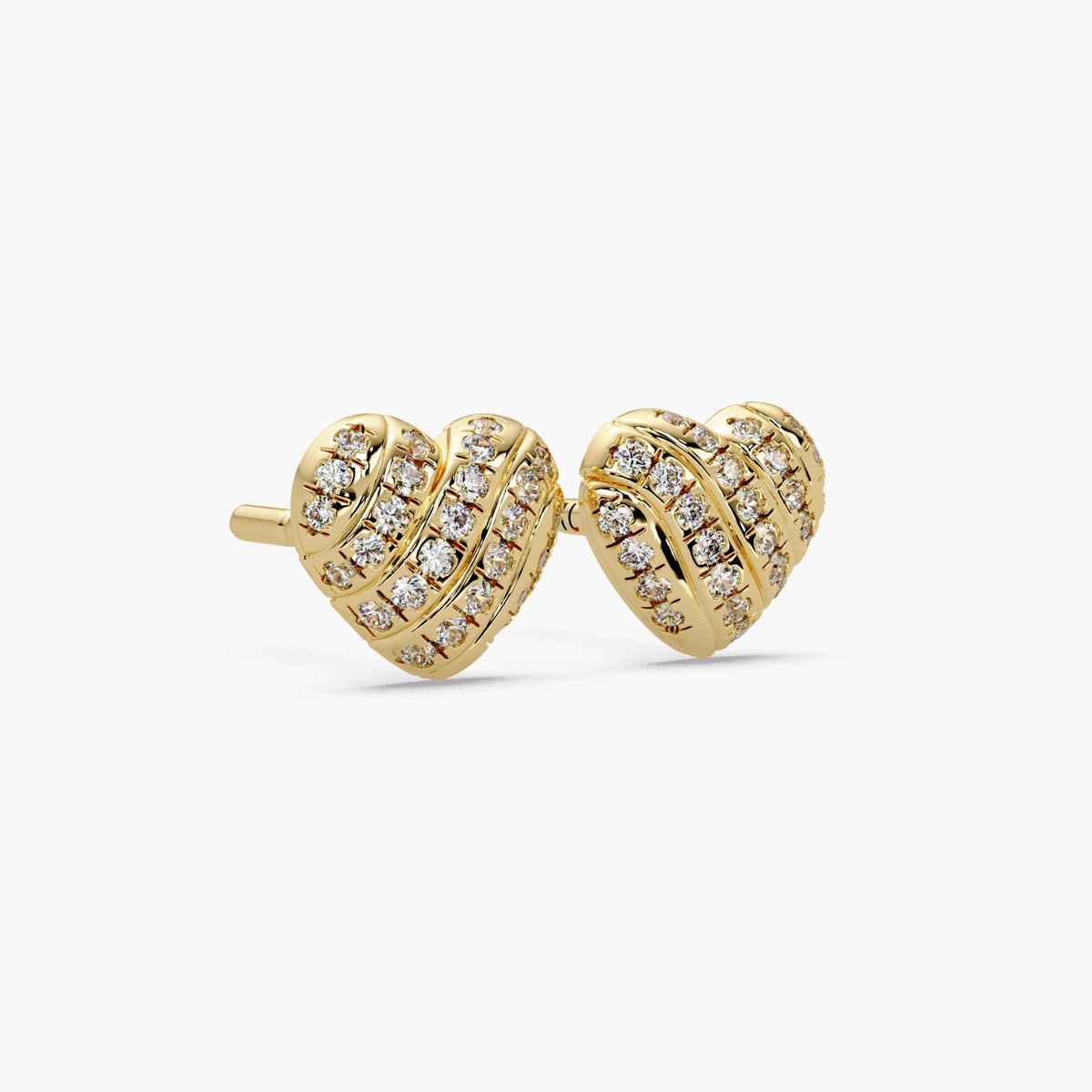 14k yellow gold second piercing studs / gift for her earrings / heart shape diamond studs / small diamond stud earrings
