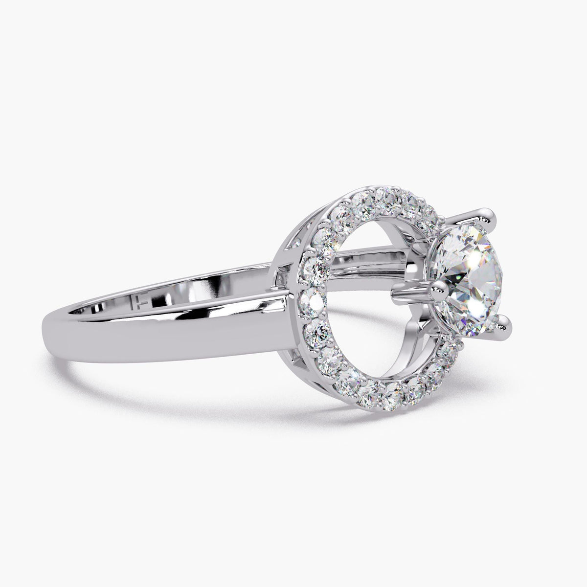 modern pointer finger ring / open pavé circle ring / round diamond gold ring / contemporary statement ring for women
