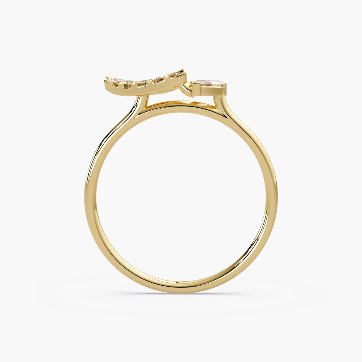 side profile diamond ring / thin gold ring / low profile diamond ring / stackable diamond ring / pavé diamond ring