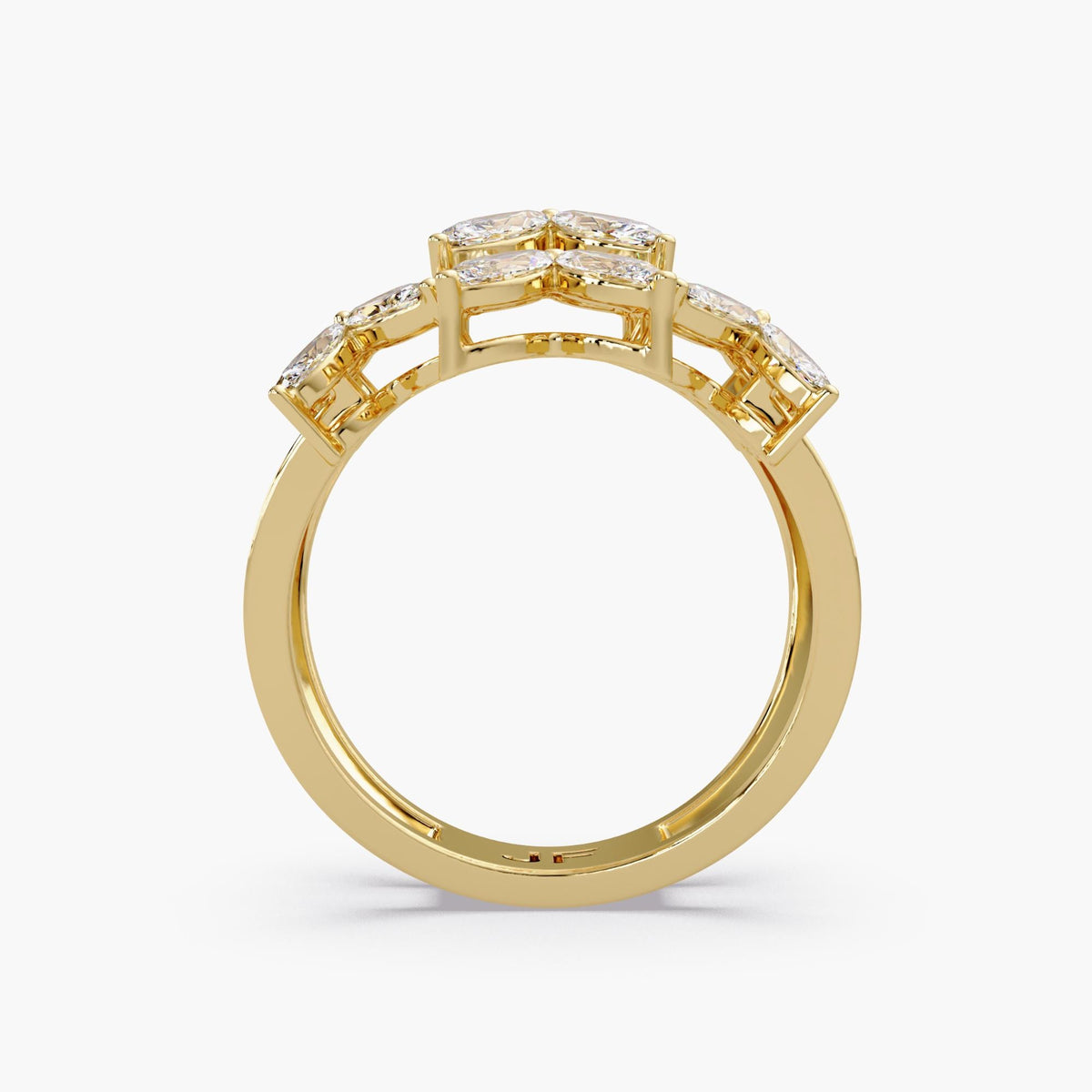 marquise diamond floral band ring/14k gold cluster ring/floral statement jewelry/luxury diamond flower ring