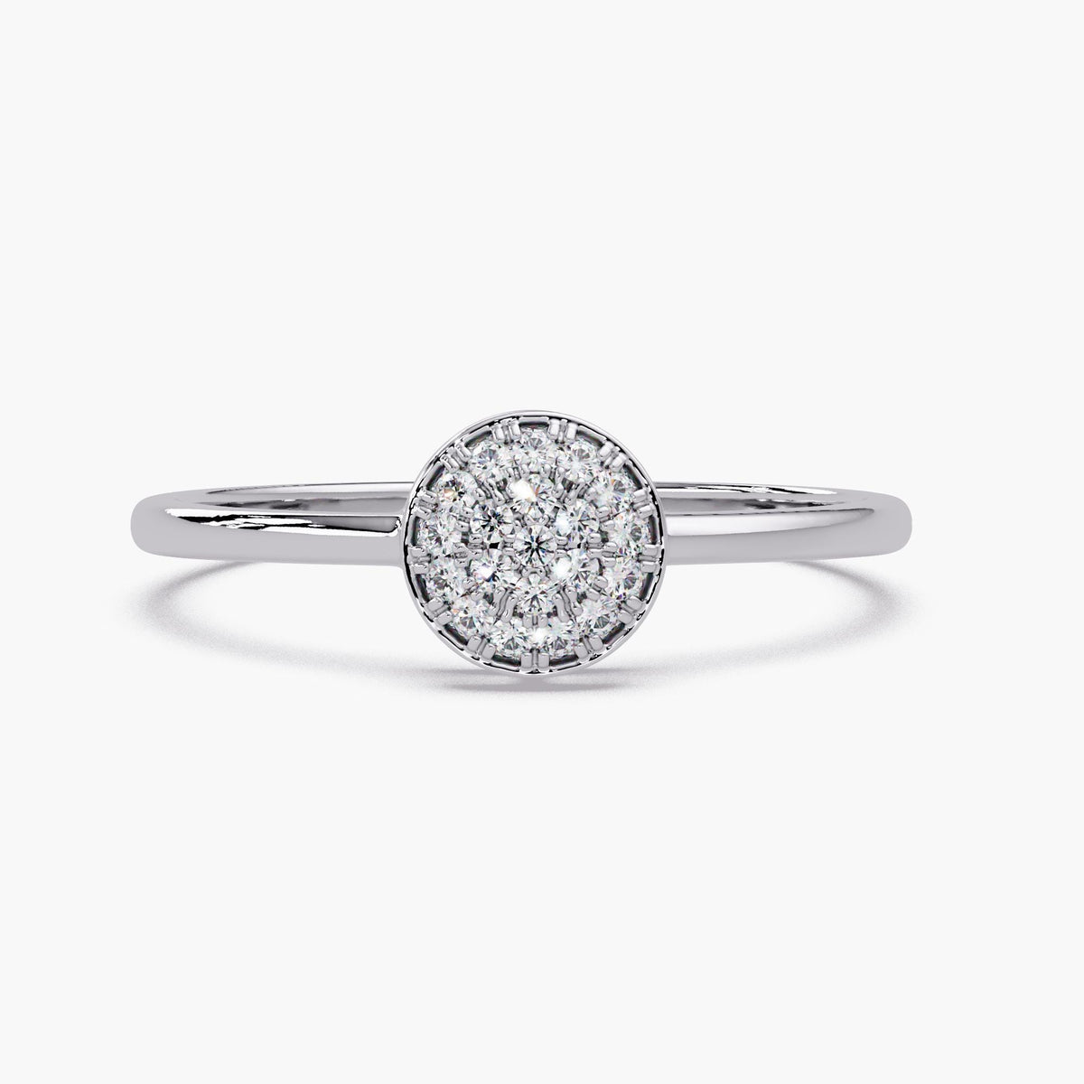14k white gold natural diamond dome ring/dainty pave diamond ring/slim gold stacking ring/minimal diamond pinky ring