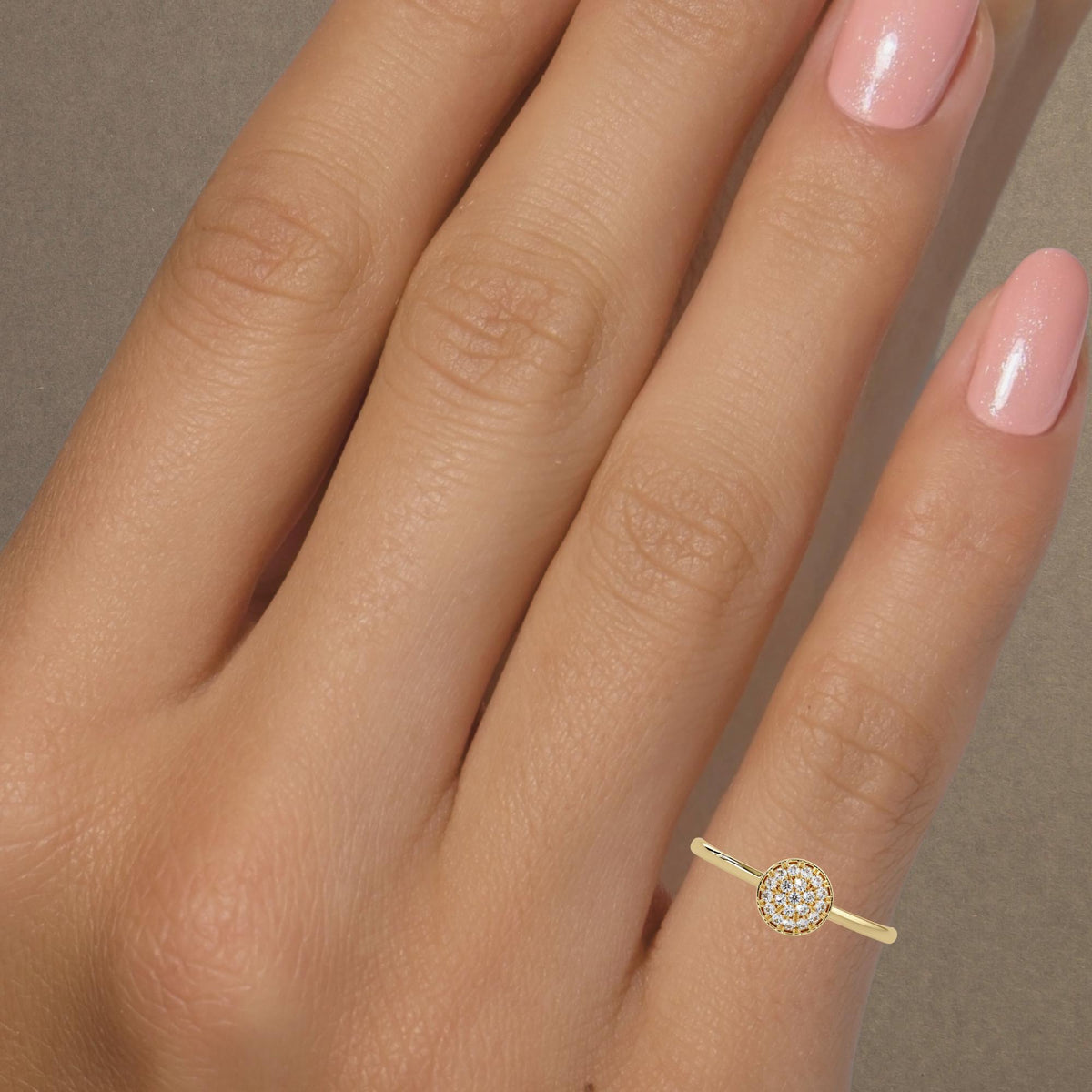 14k yellow gold diamond pinky ring/natural round diamond cluster/minimalist pave diamond ring