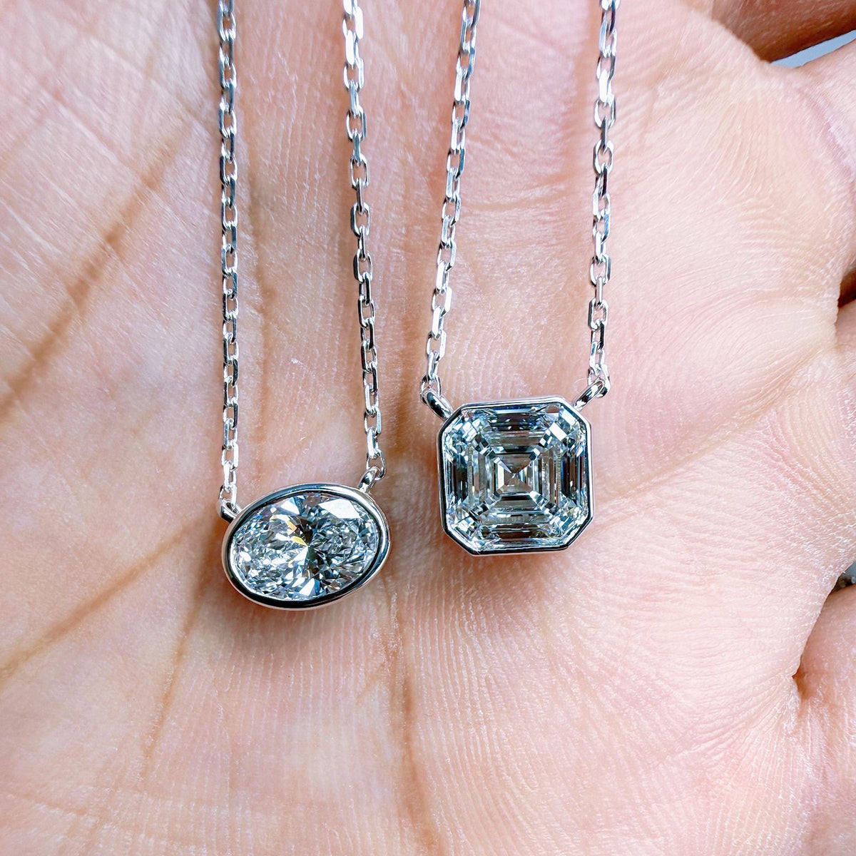 1 Ct Asscher Cut Lab Grown Diamond Pendant, 14k Gold Asscher Solitaire Necklace, Fine Jewelry Gift for Women, Wedding Day Necklace