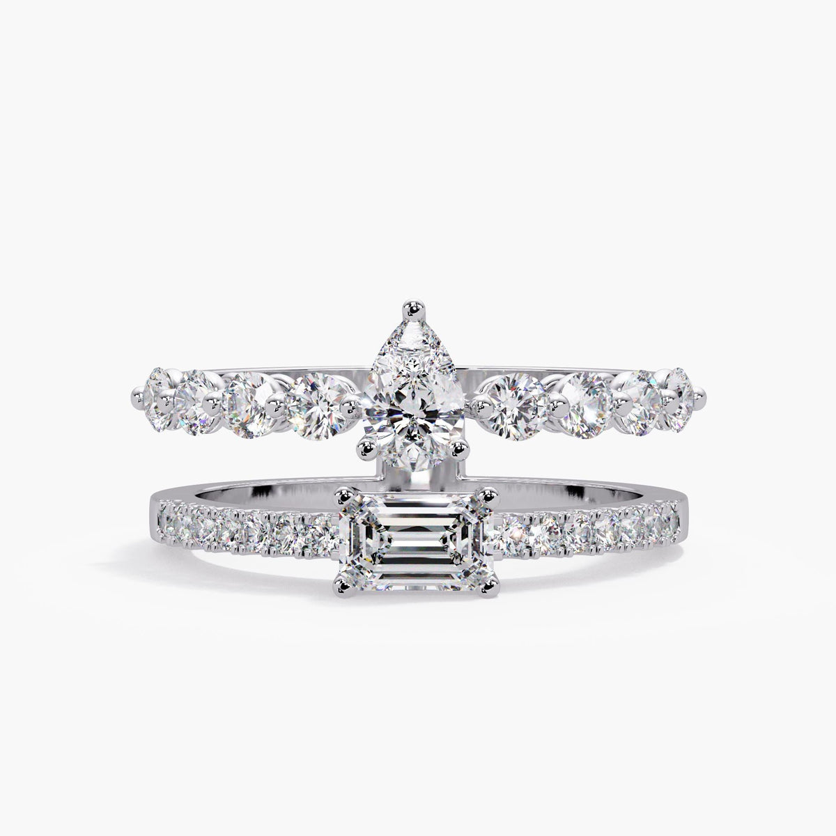 1 ctw lab diamond ring / open gap stack ring / double row gold ring / pear emerald diamond ring dimensions
