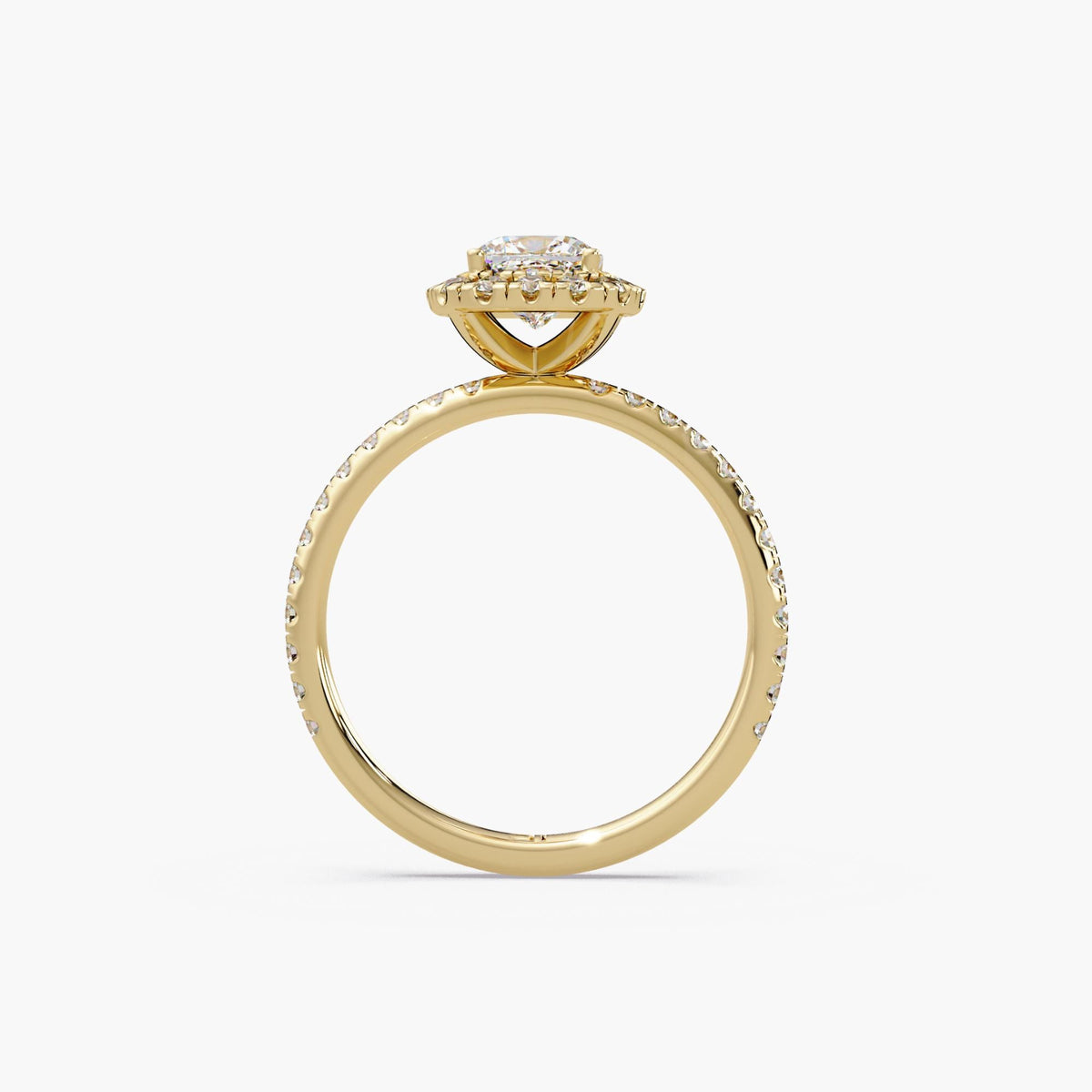 1.25 CTW Cushion Halo Engagement Ring | 14K Gold Pavé Lab Diamond Ring