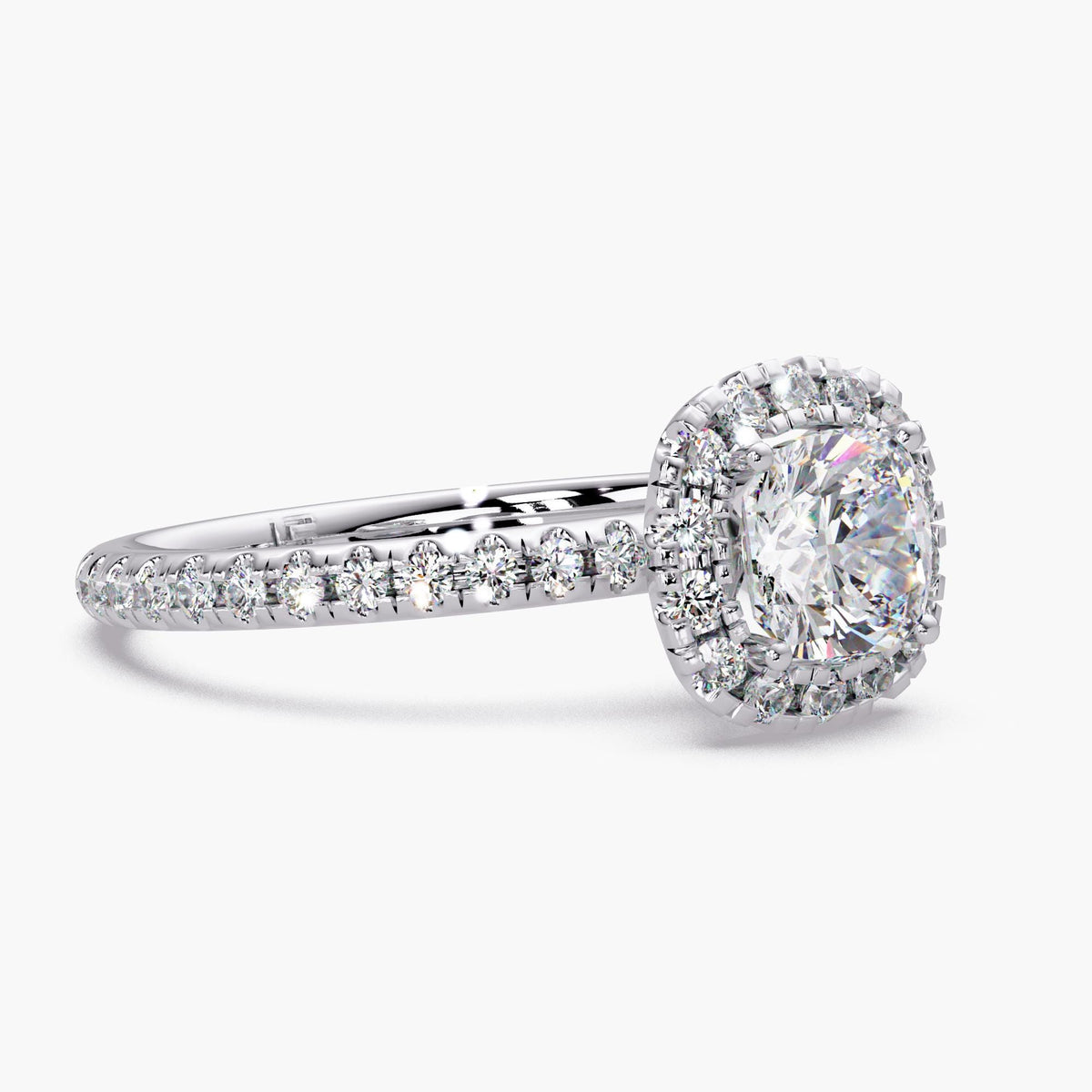 white gold cushion engagement ring/square cushion halo ring/classic pave engagement ring