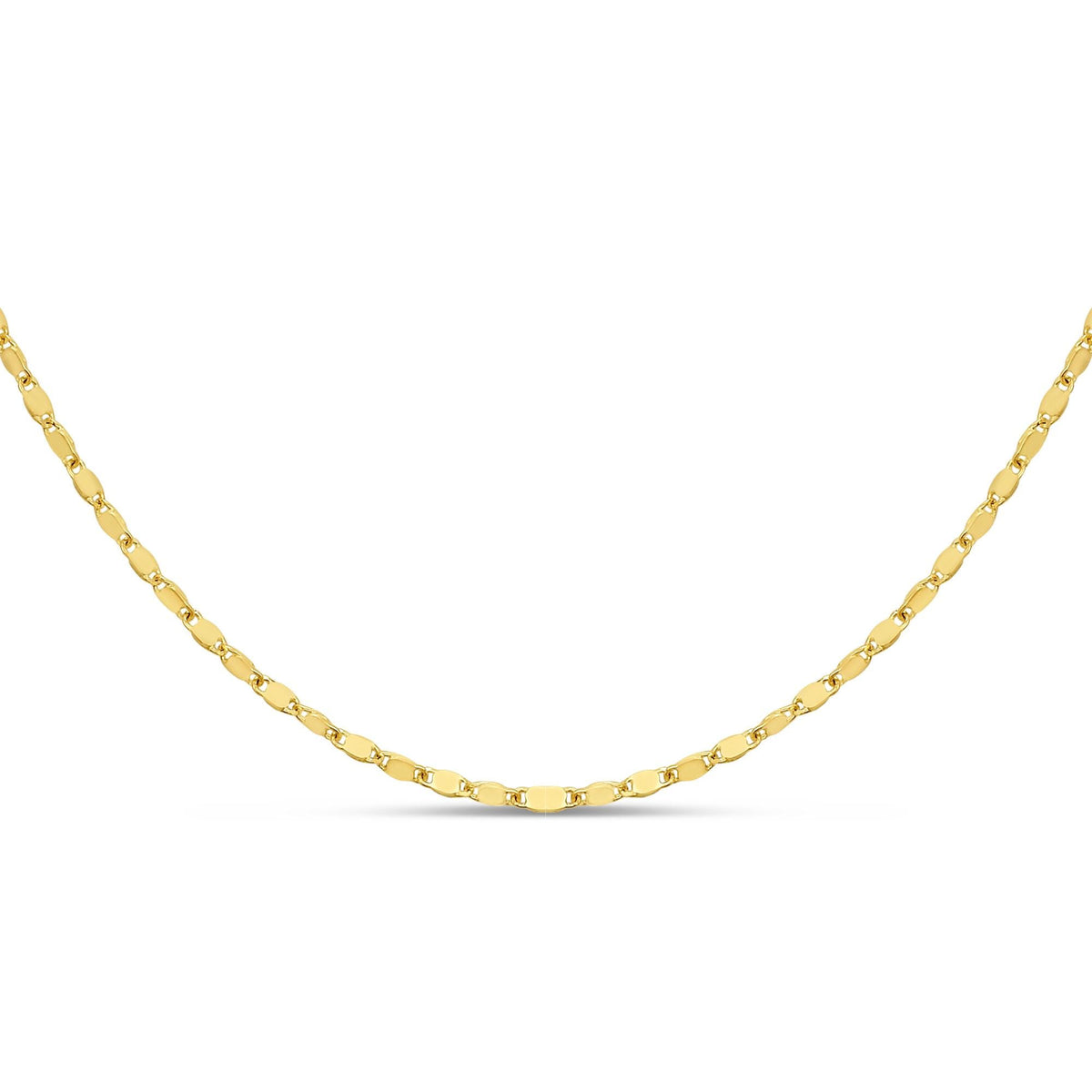 14k Gold Mirror Chain Link Necklace, Adjustable Chain