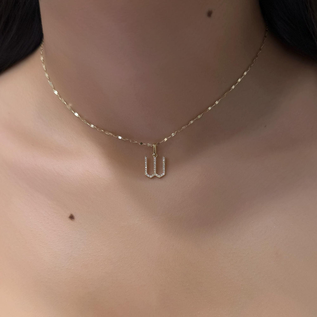 14K Diamond Initial Pendant: Solid Gold Letter Charm, Natural Diamond F VS