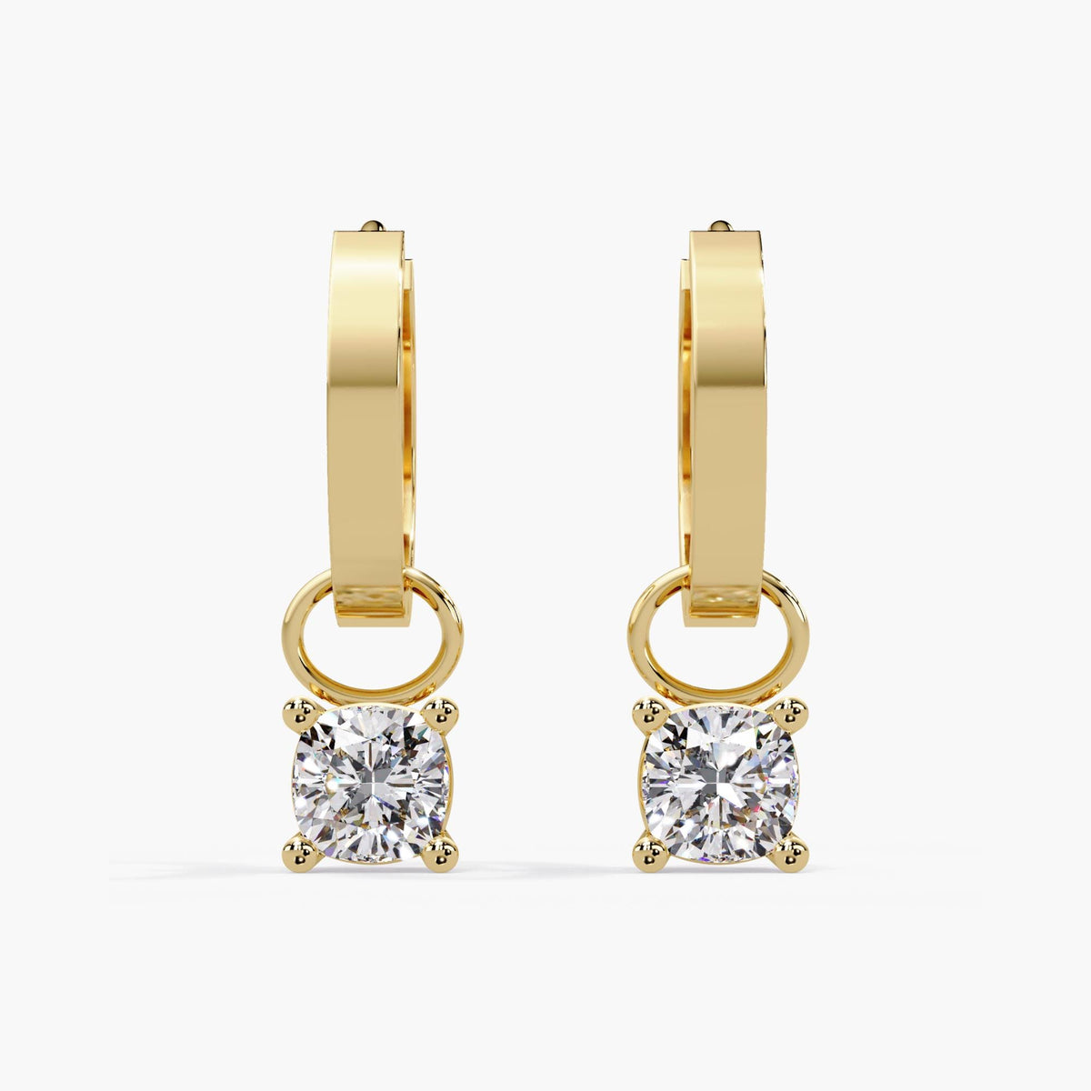 Cushion Diamond Drop Earrings Charm / Diamond Earrings Dangle / Dangle Earrings 14K / Solitaire Earring Charm / Lab Grown Dangling Diamond