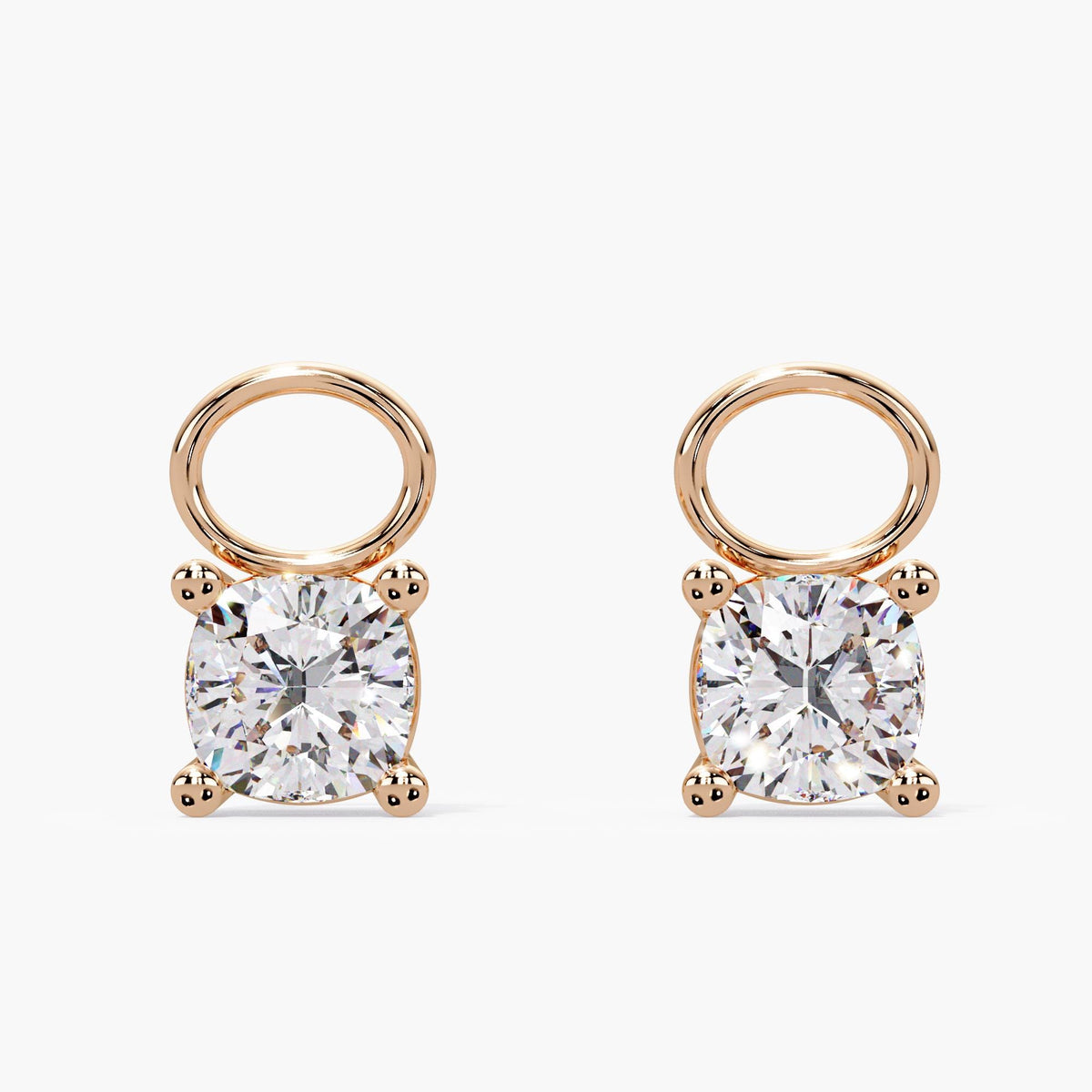 Cushion Diamond Drop Earrings Charm / Diamond Earrings Dangle / Dangle Earrings 14K / Solitaire Earring Charm / Lab Grown Dangling Diamond