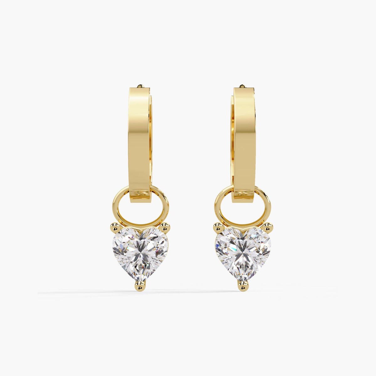 Heart Lab Diamond Drop Earrings Charm / Diamond Earrings Dangle / Dangle Earrings 14K / Solitaire Earring Charm / Lab Grown Dangling Diamond
