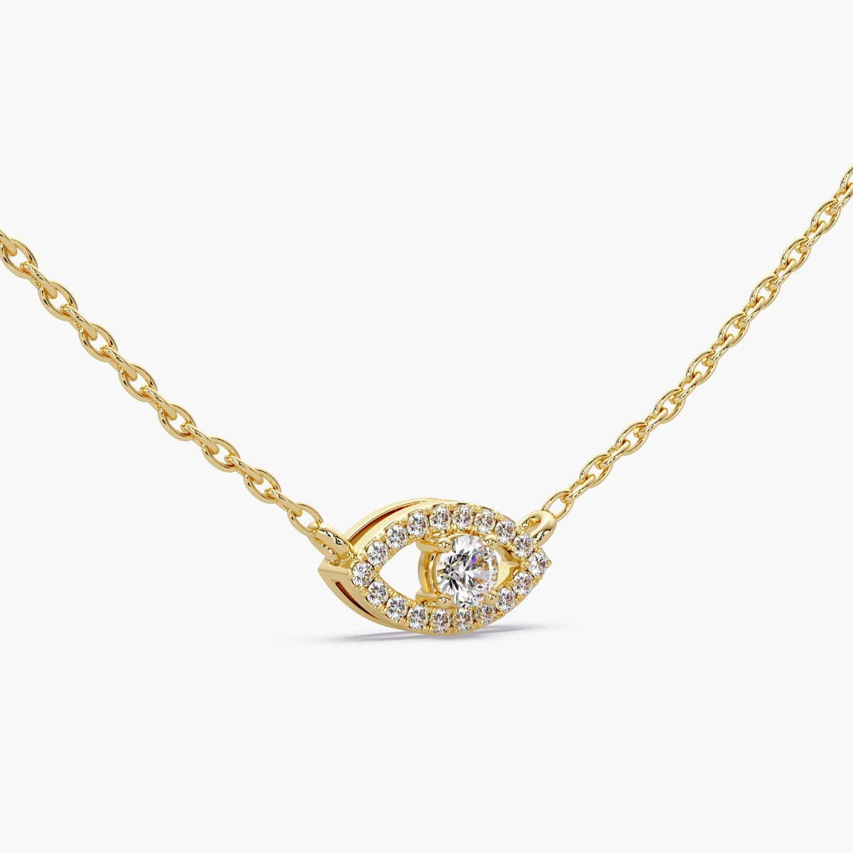 diamond evil eye pendant side view/gold nazar necklace/fine jewelry evil eye necklace/lab diamond necklace for women