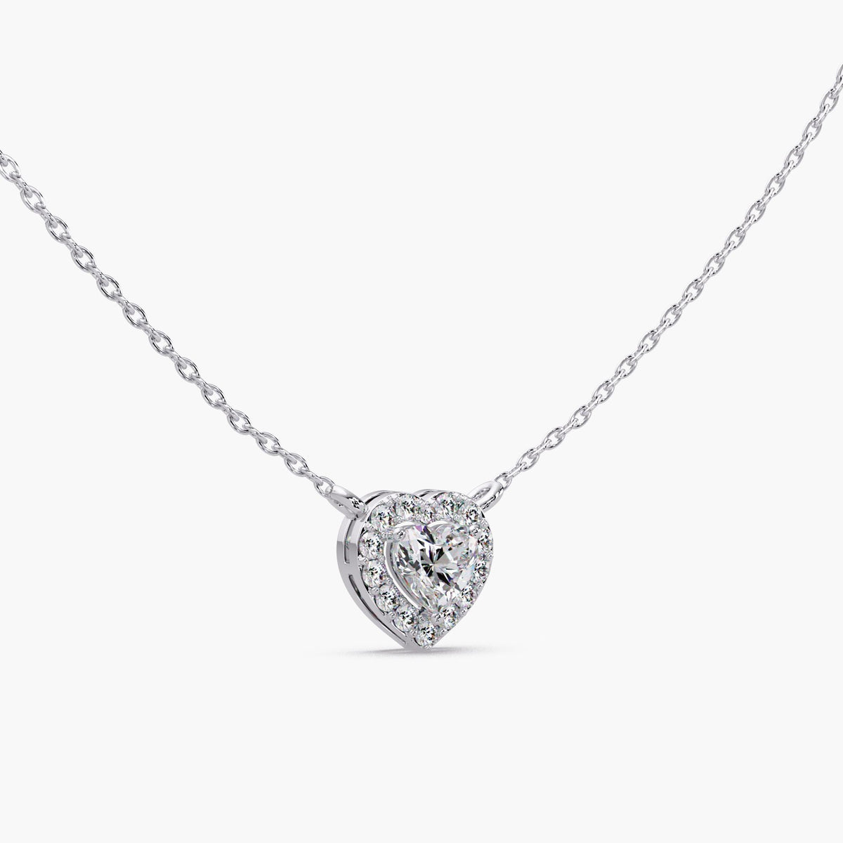 white gold diamond heart pendant/heart halo necklace/lab grown diamond jewelry/bridal heart necklace/valentines gift necklace