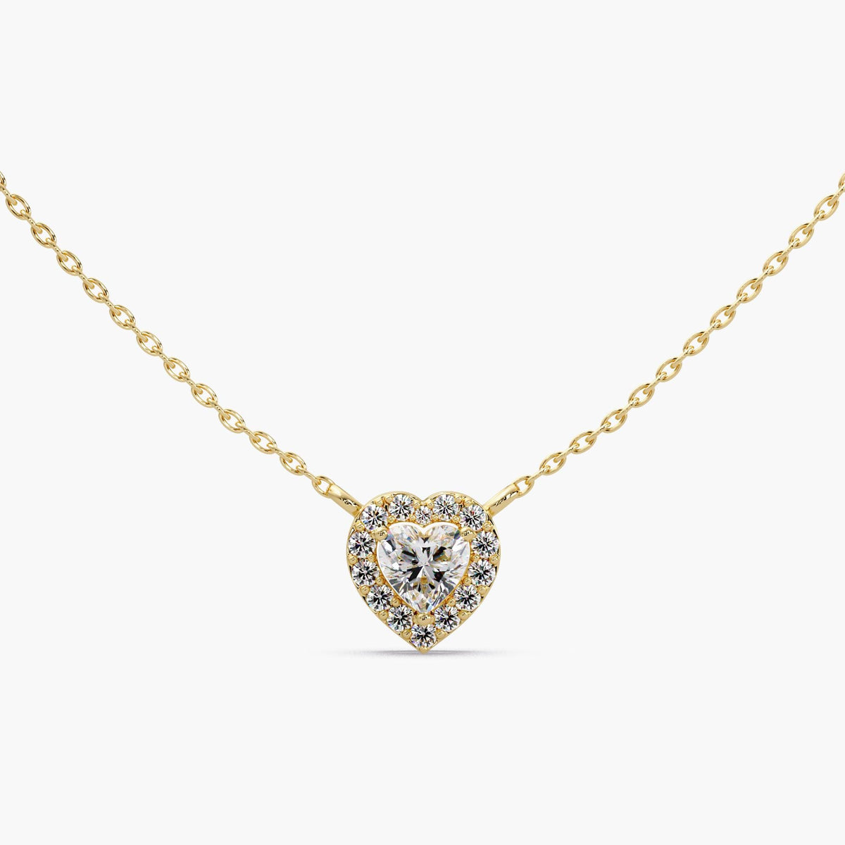 heart diamond necklace/lab grown heart pendant/14k gold heart necklace/diamond heart pendant necklace/heart halo necklace