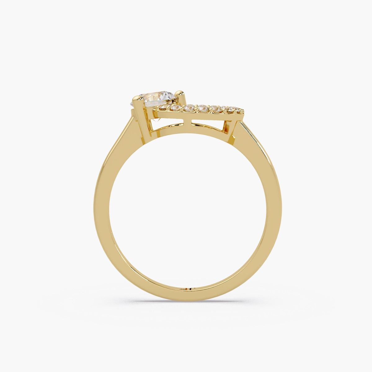 14K gold lab diamond ring / circular pavé diamond ring / modern index finger ring / real gold statement jewelry