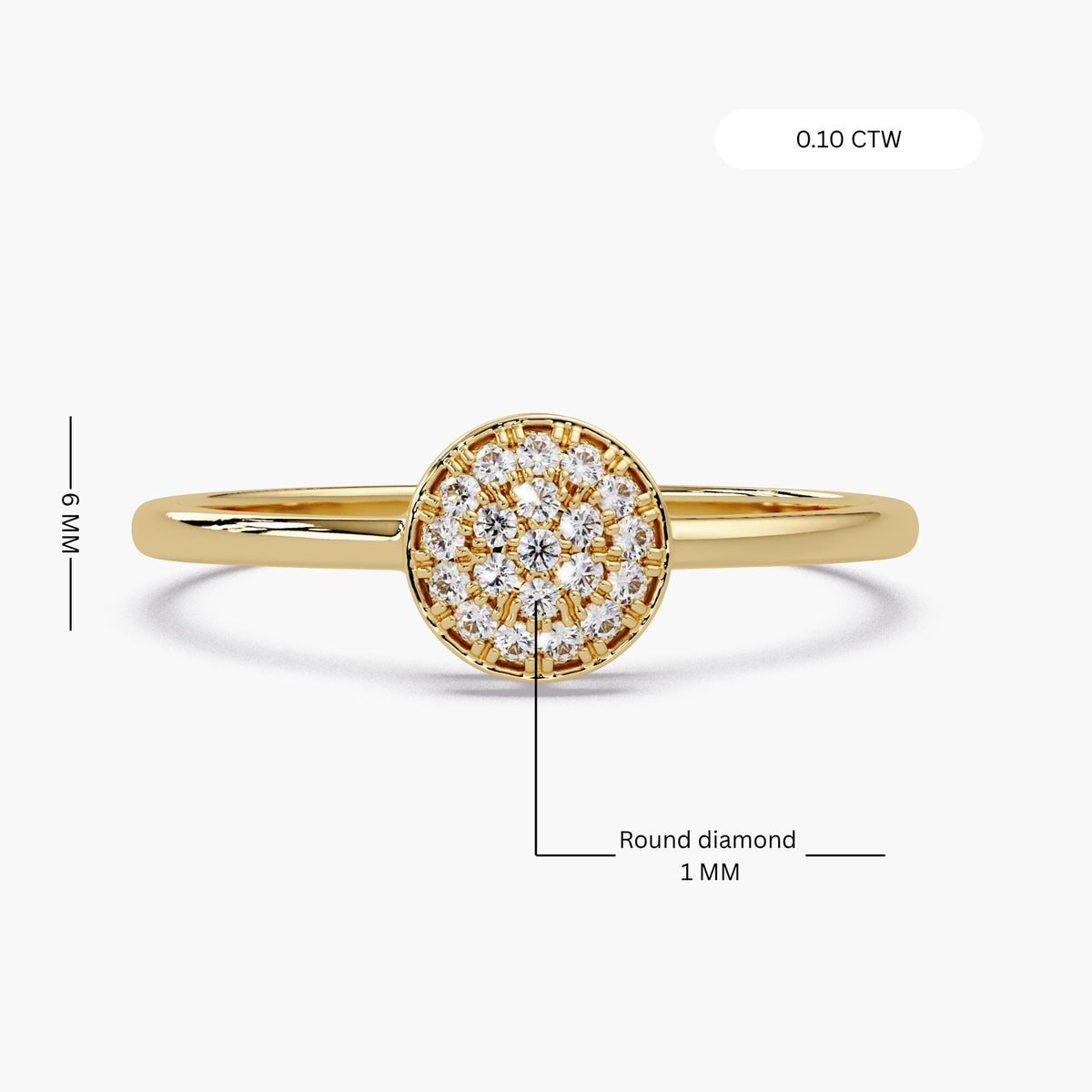 diamond cluster signet ring/round natural diamond ring/micro pave gold ring/dainty stacking ring
